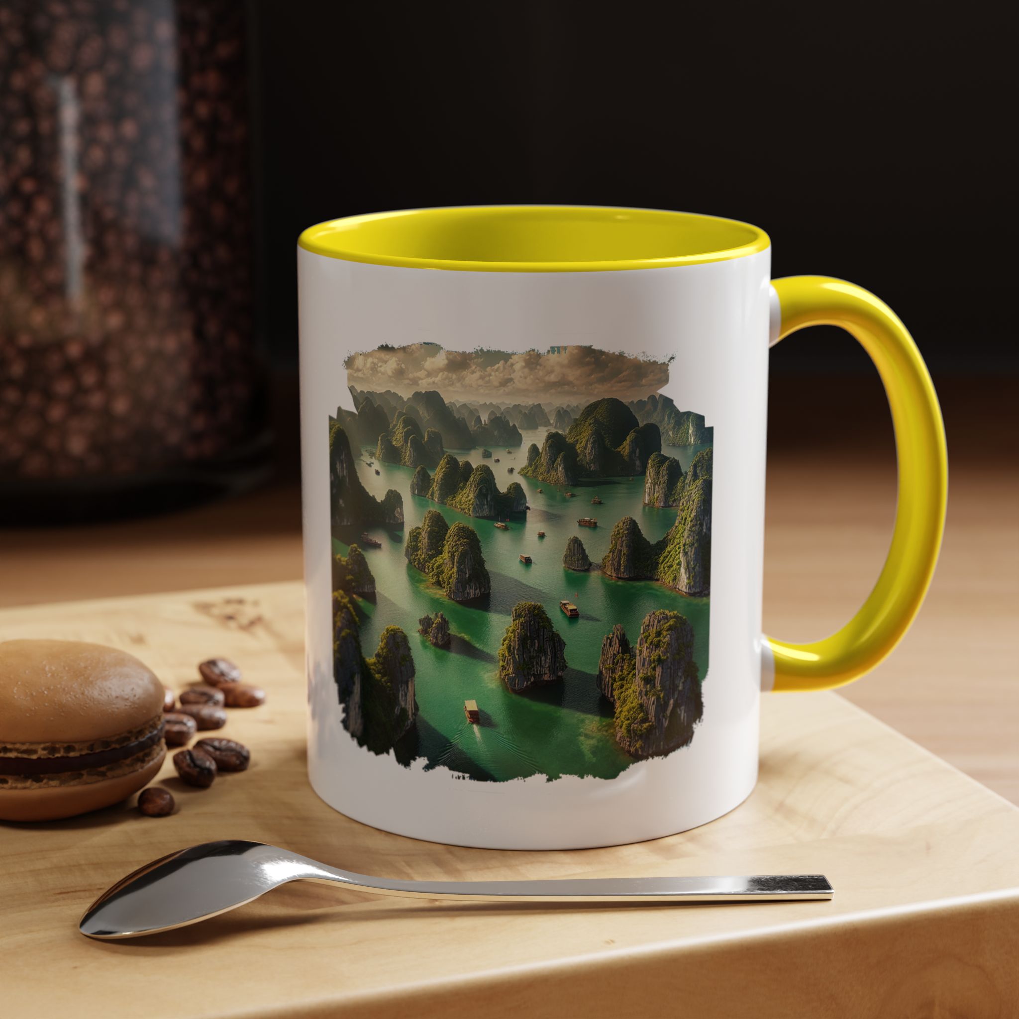 Boho mug landscape vietnam boho office mug ha long bay print nature cool gift coffee lover tea accessory unique cup – Image 51