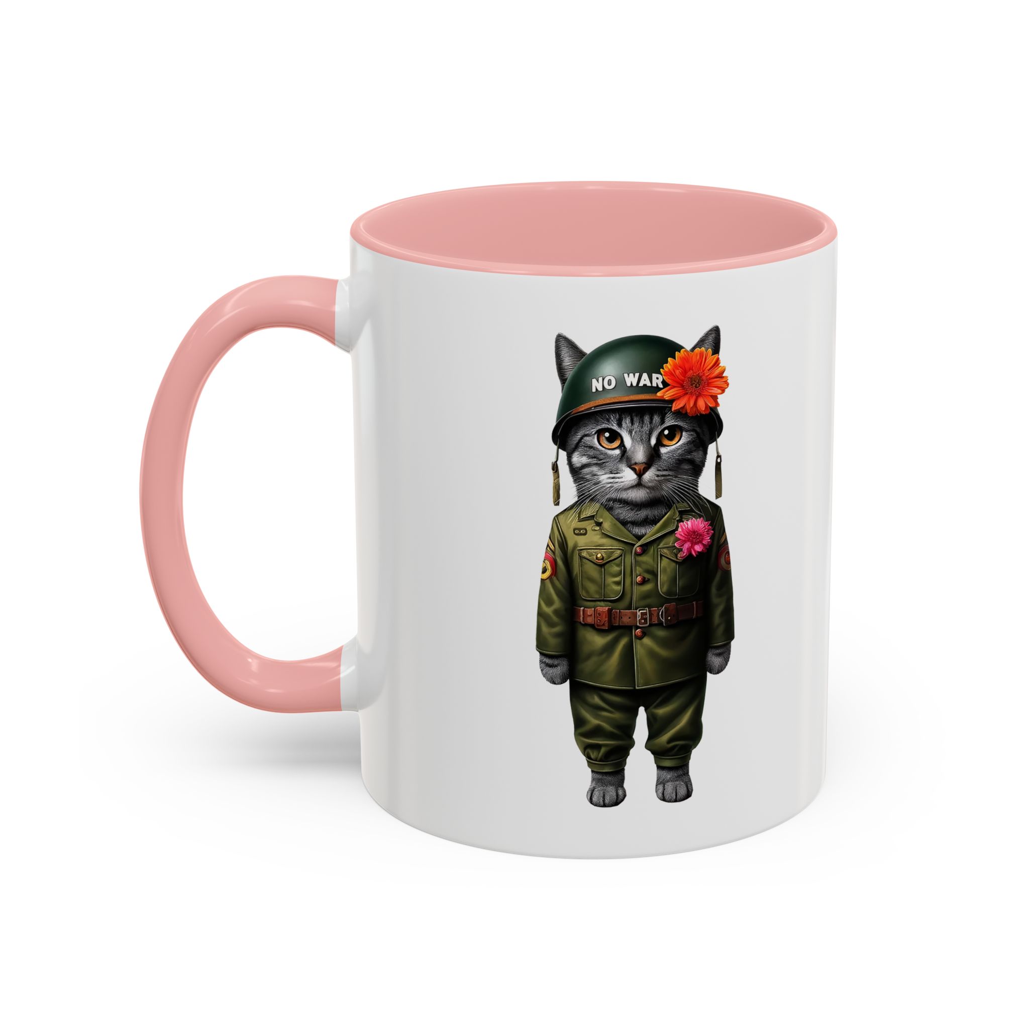 Coffee Mug Peace & Love funny cup tea cat lover office mug unique boho accessory pet gift for her kitten design - Image 10