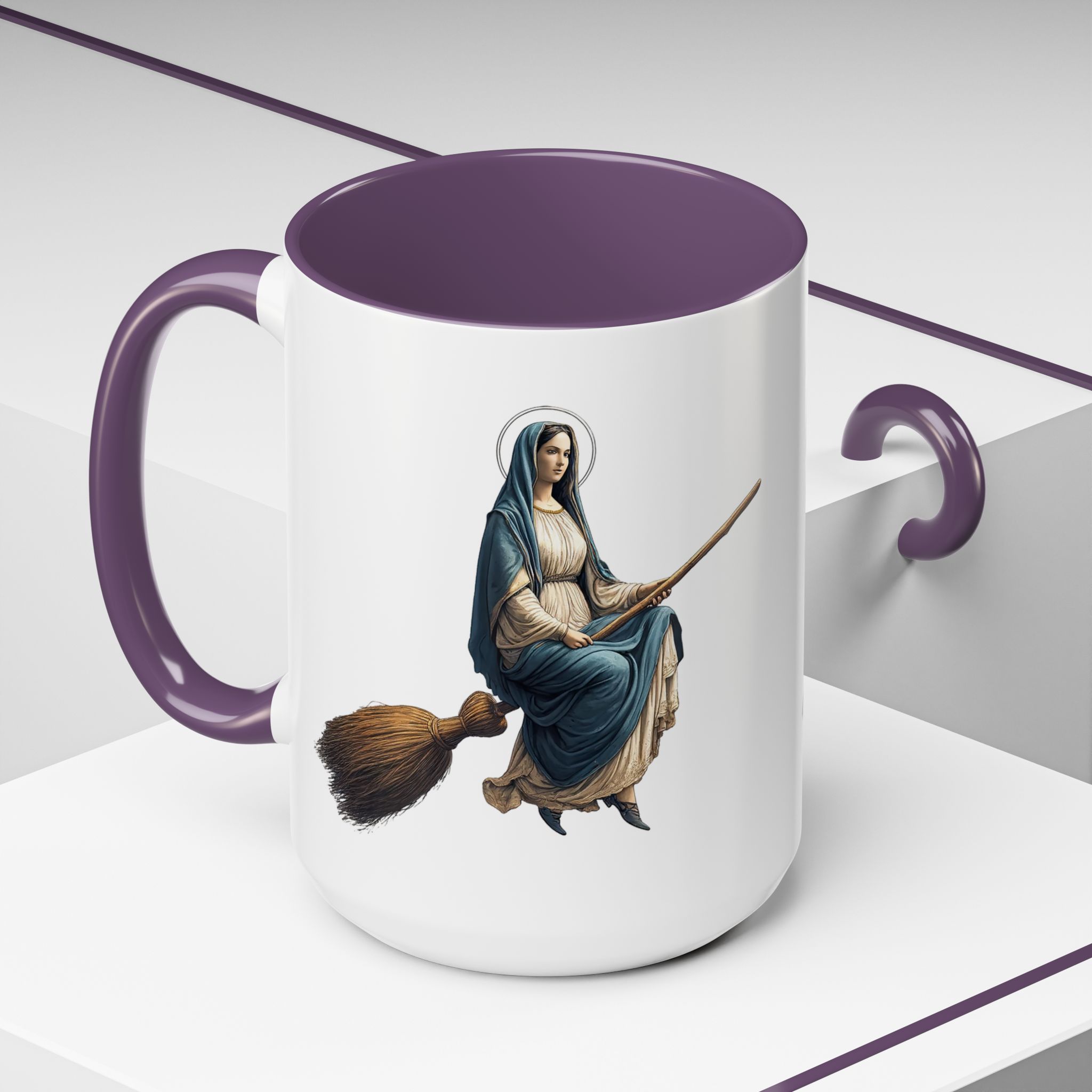 Funny Mug coffee lover gift for her Virgin Mary witch broom Sarcastic mug office accessory tea cup religious design unique - Image 60