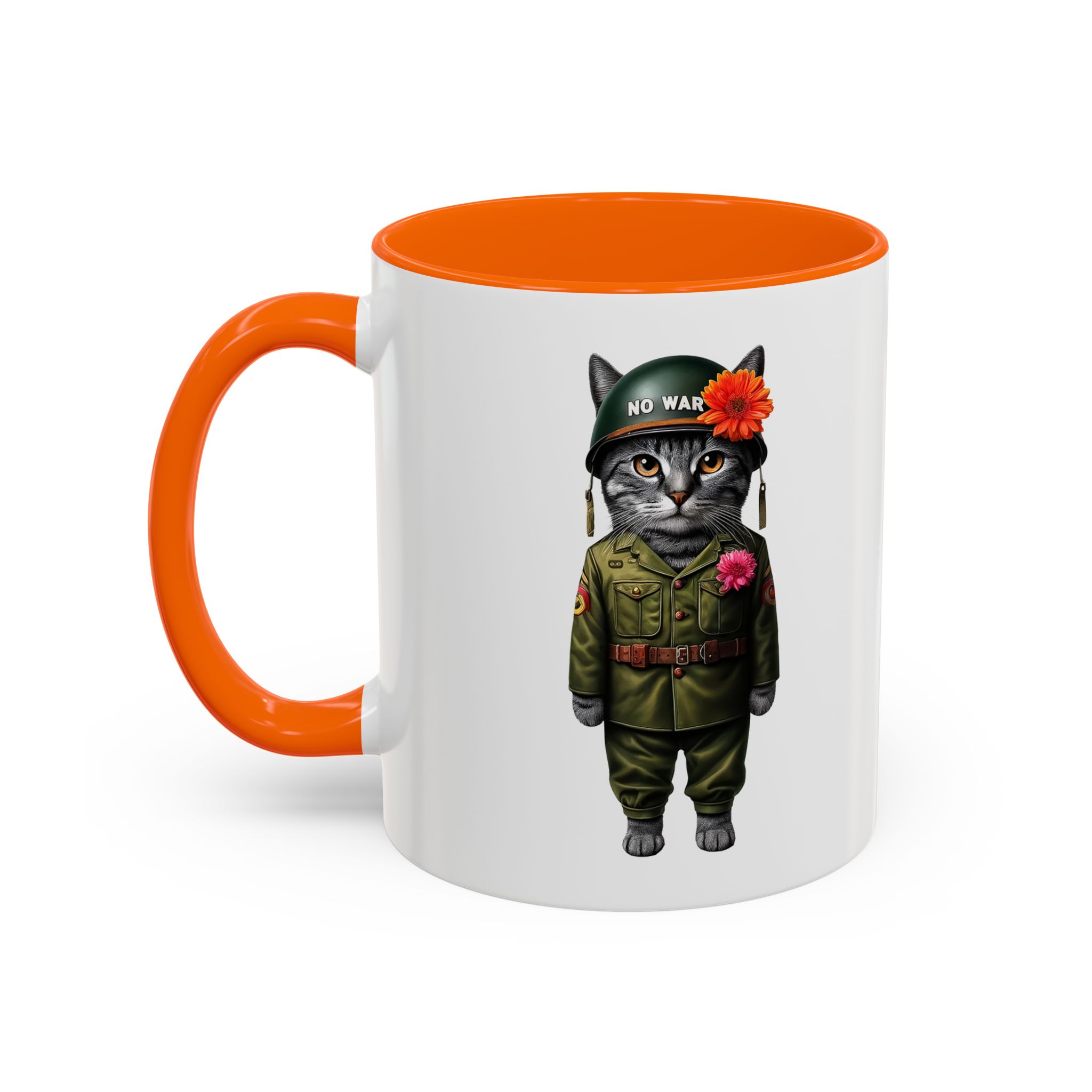 Coffee Mug Peace & Love funny cup tea cat lover office mug unique boho accessory pet gift for her kitten design - Image 42