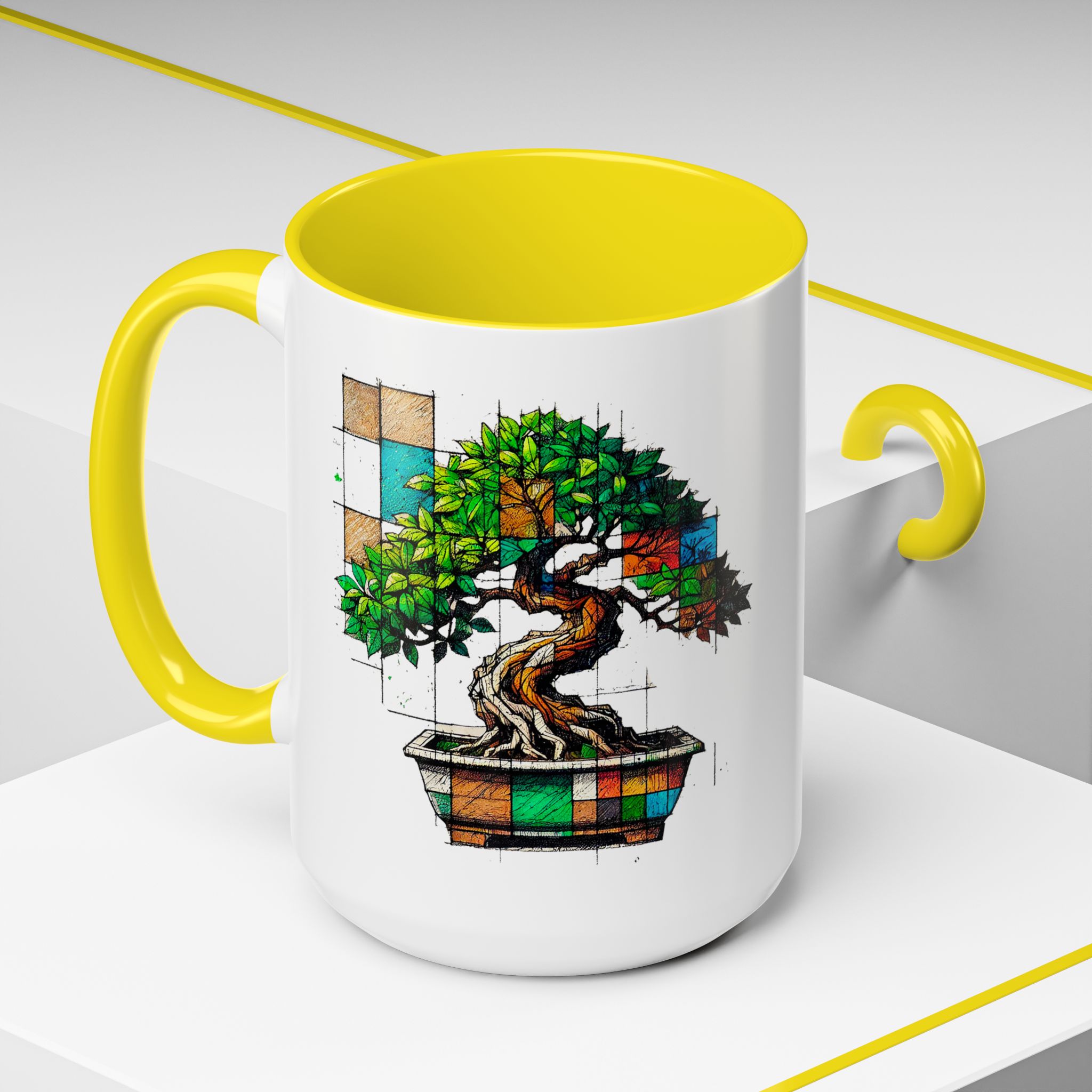Bonsai mug zen nature style with original graphic pattern and cozy touch - Imagen 64