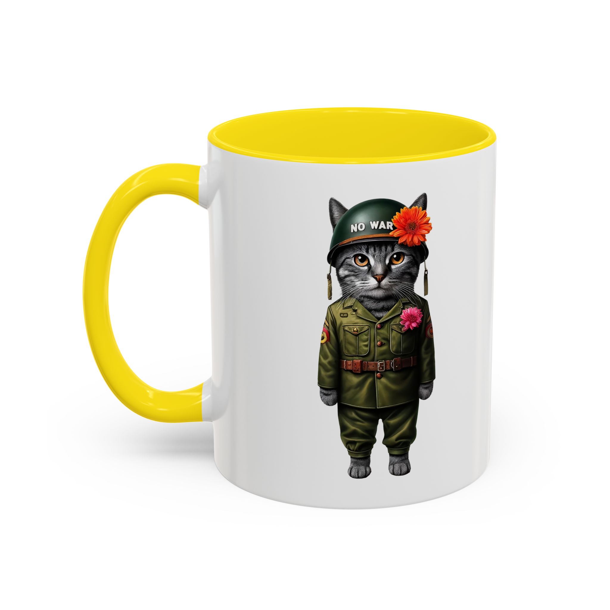 Coffee Mug Peace & Love funny cup tea cat lover office mug unique boho accessory pet gift for her kitten design - Image 50