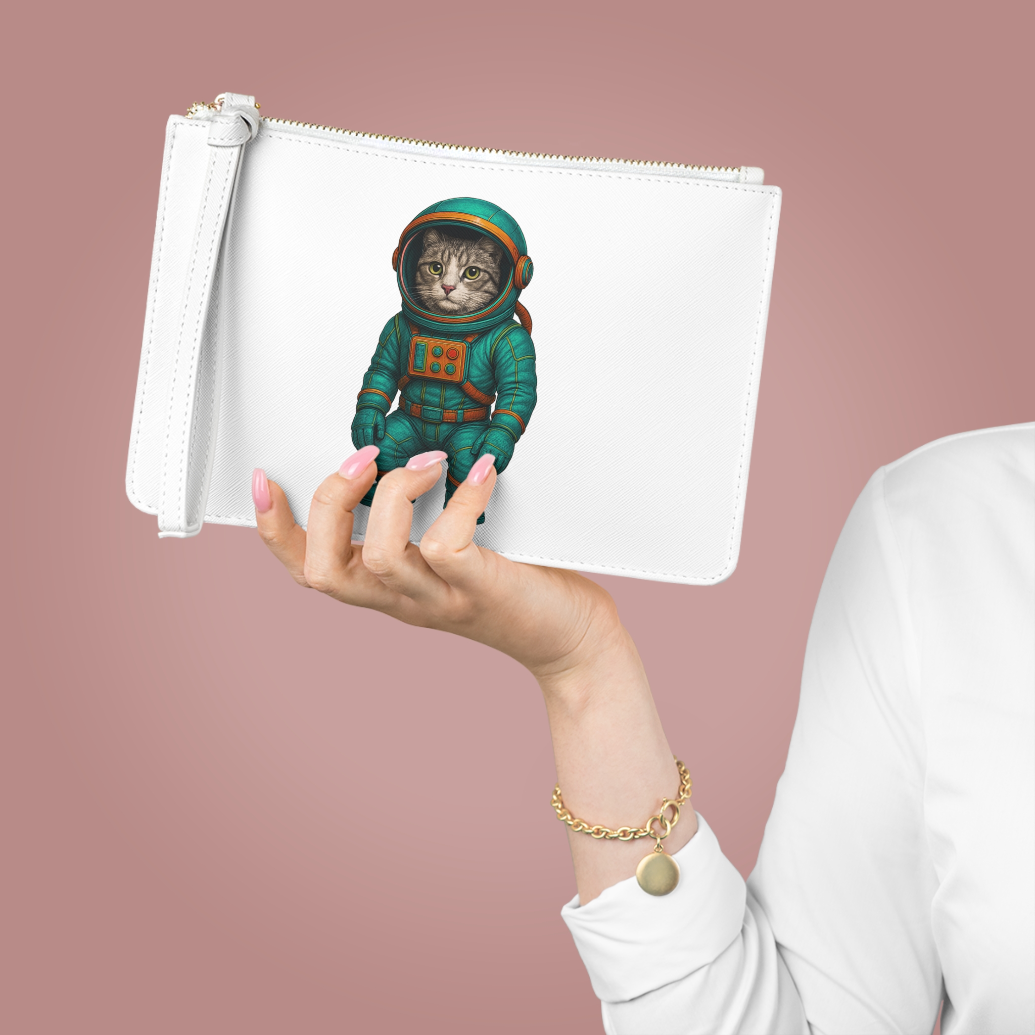 Gato Outerspace bolso de noche astronauta bolso gato fantasía amante del espacio bolso divertido