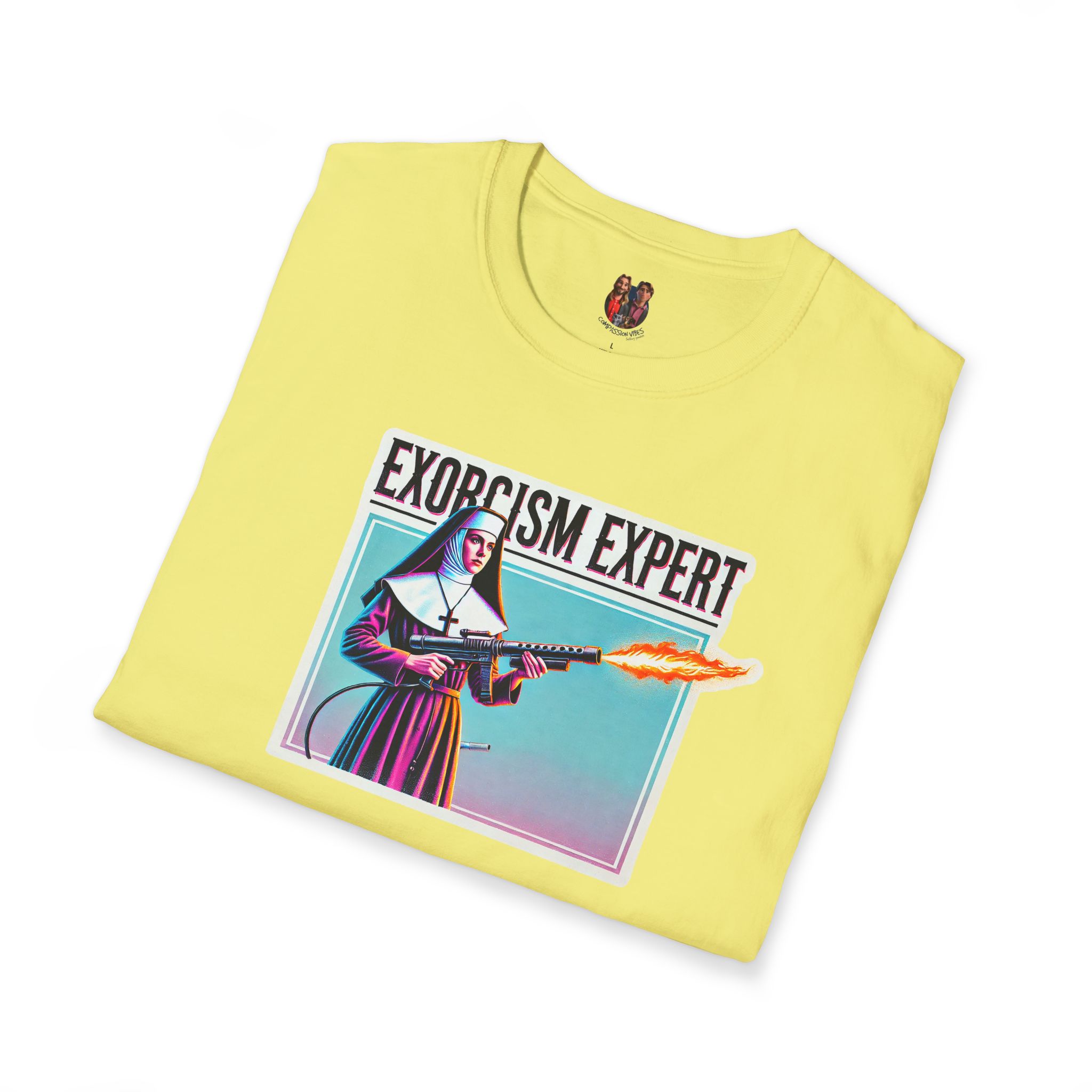 Funny Nun Exorcism tshirt - Ironic Catholic Graphic - Humorous Vintage Faith Tee - Image 14