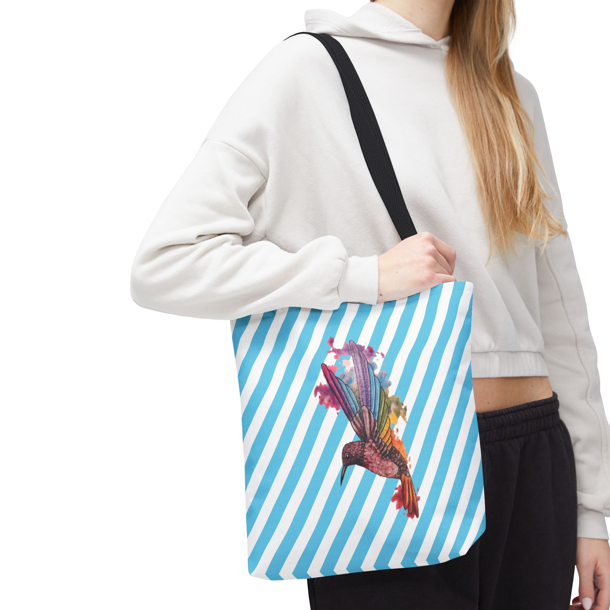 Canvas tote bag Surrealist shoulder bag hummingbird Unique Fantasy cute tote bag by Real Artist for Creative Souls - Image 2