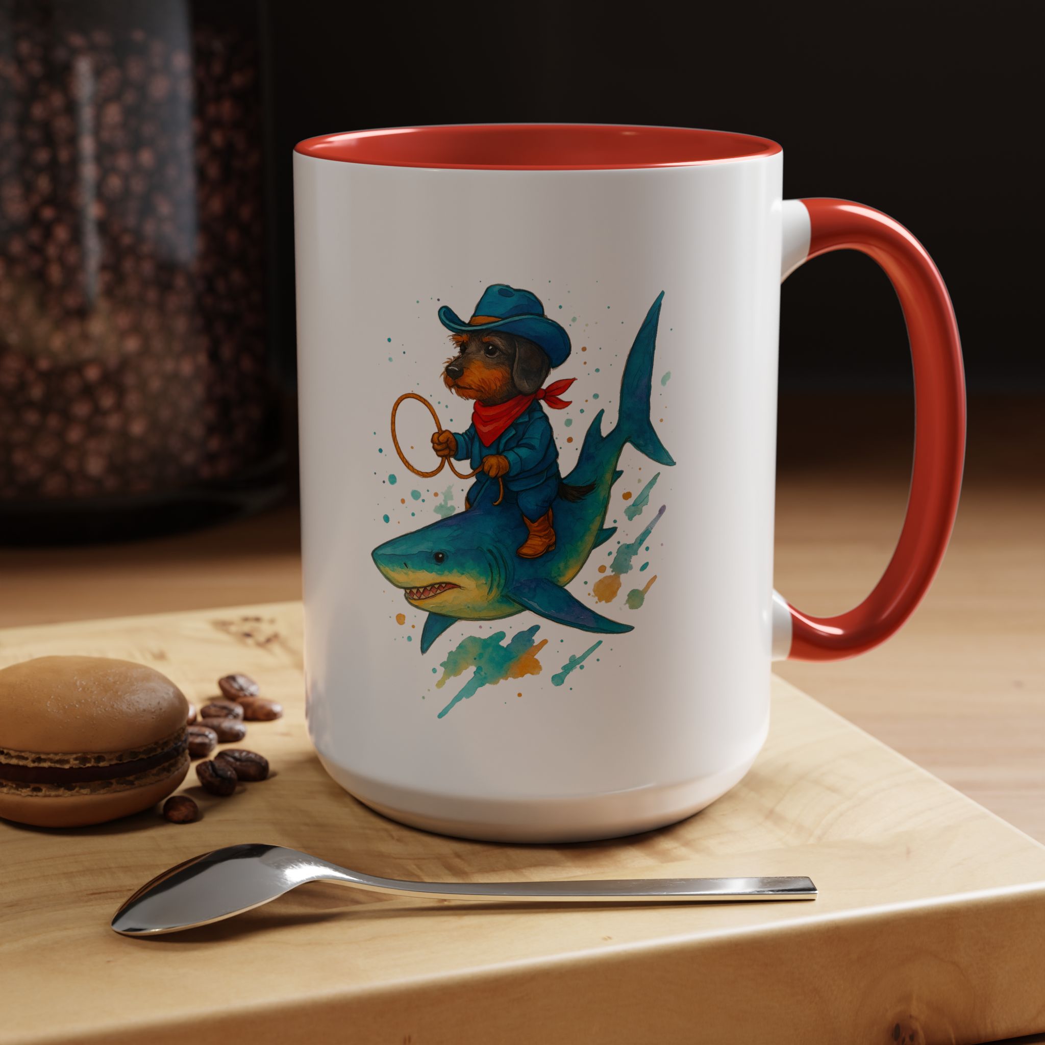 Funny Mug coffee lover Cowboy gift for him tea cup unique riding a shark mug office accessory shark design cowboy - Image 35