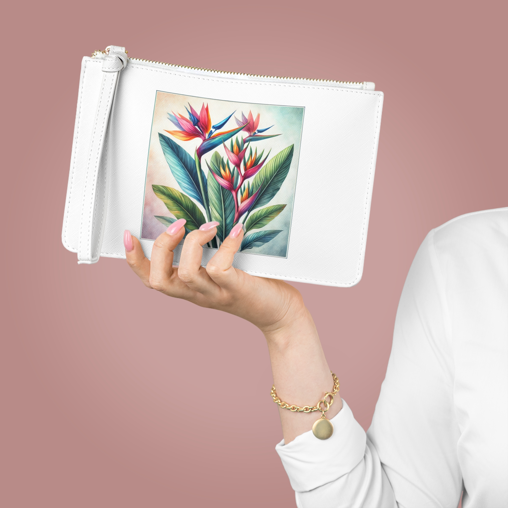 Wildflower Clutch bag retro evening bag nature purse tropical plants floral purse botanical design