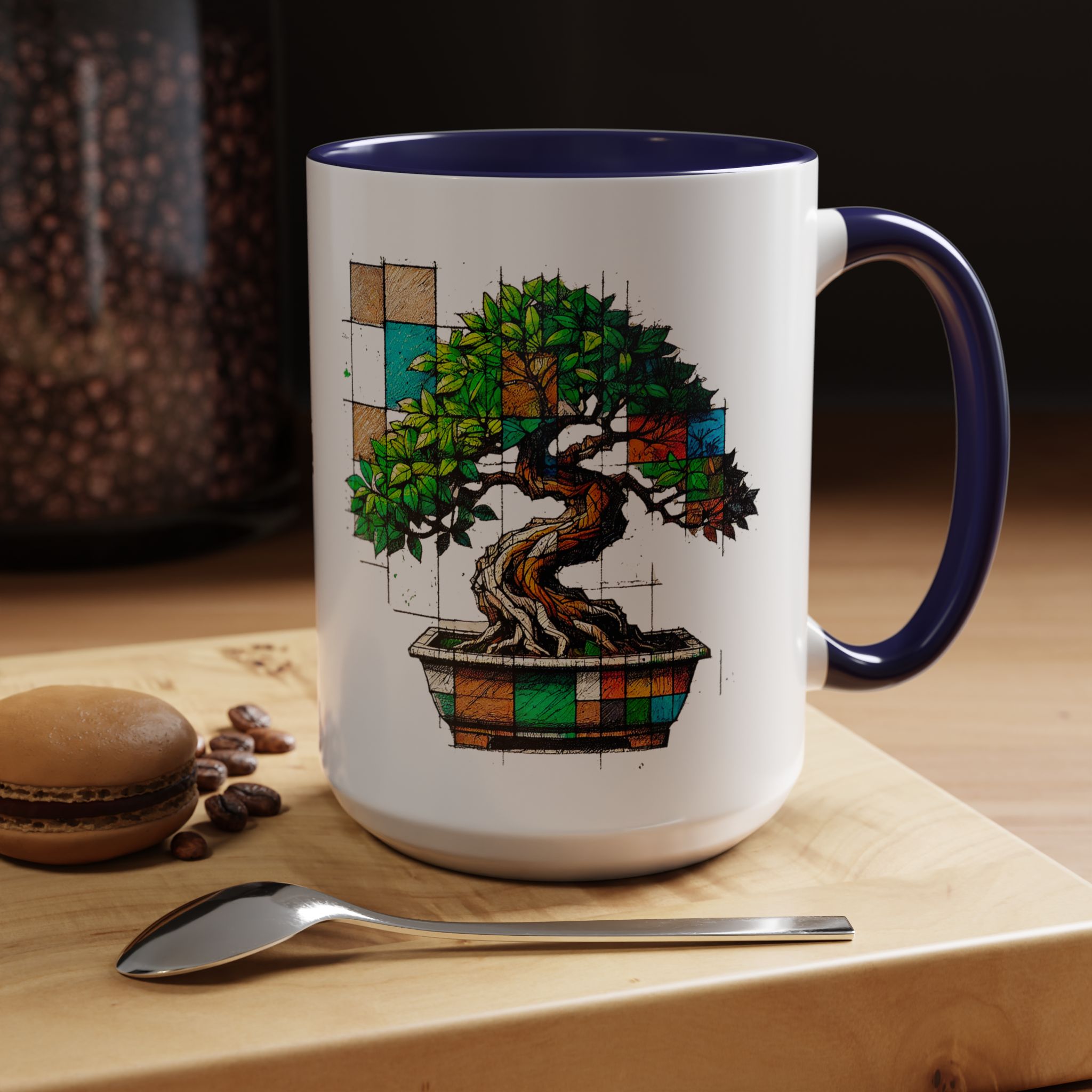 Bonsai mug zen nature style with original graphic pattern and cozy touch - Imagen 23