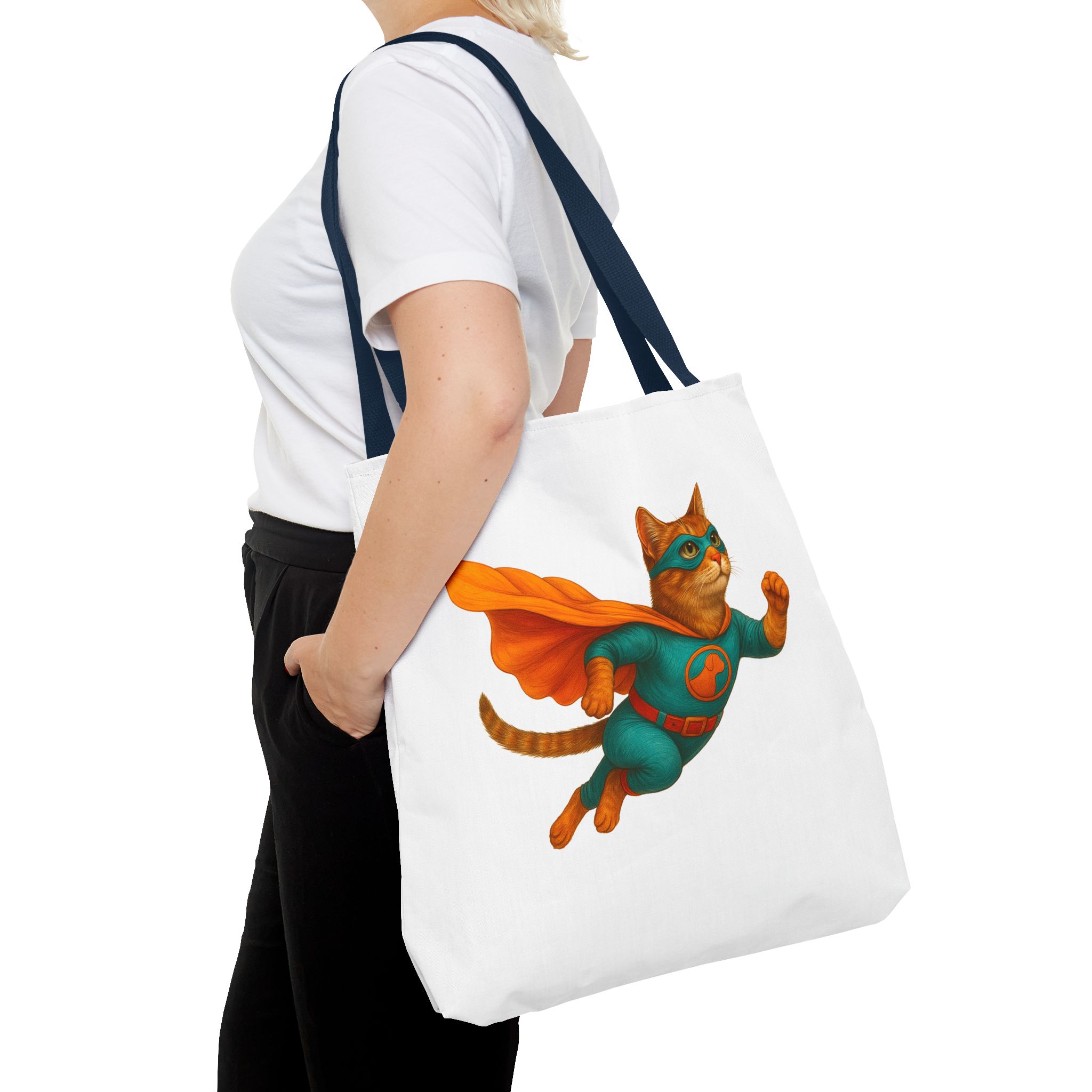 superhero tote bag cat canvas tote bag funny handbag fantasy purse kitten lover cool cat shoulder bag – Image 30