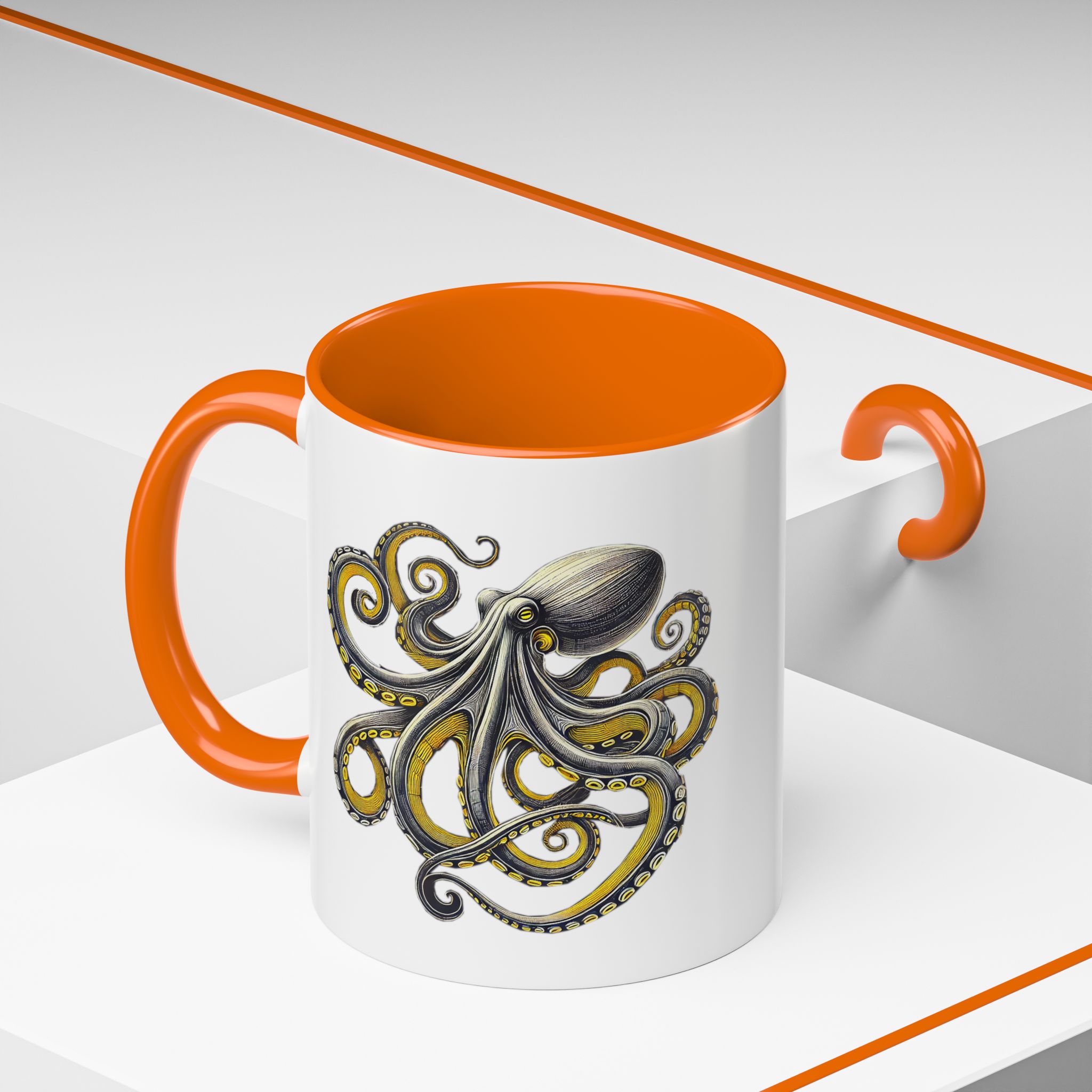 Coffee mug octopus calligraphy gift for her tea cup japan lover unique mug office accessory boho design – Image 44