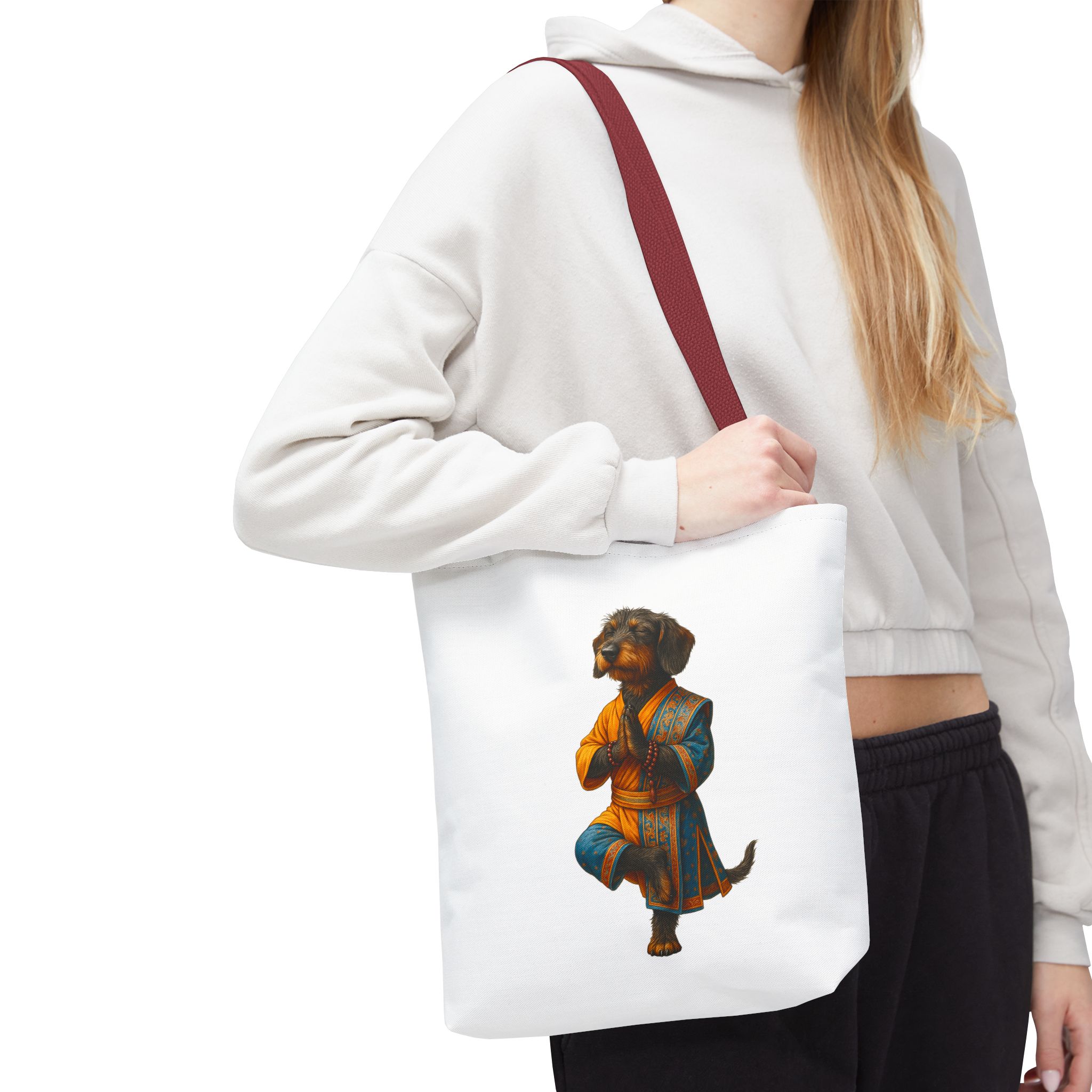 Funny canvas tote bag yoga cute tote bag dog yoga gift mindfulness shoulder bag puppy purse pet lover handbag - Imagen 8
