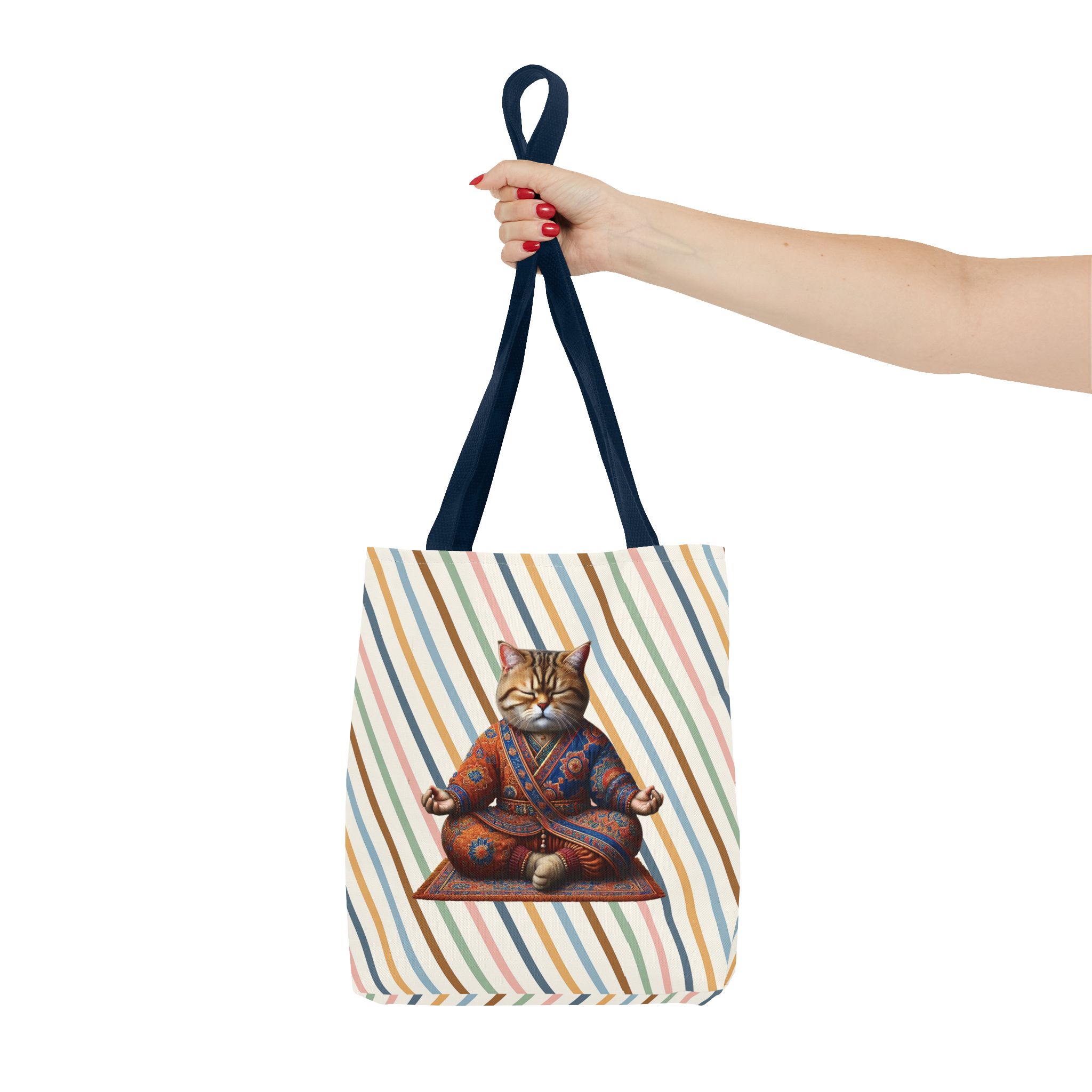 Canvas Tote bag Cat meditation handbag yoga bag vintage buddha mindfulness purse - Image 26