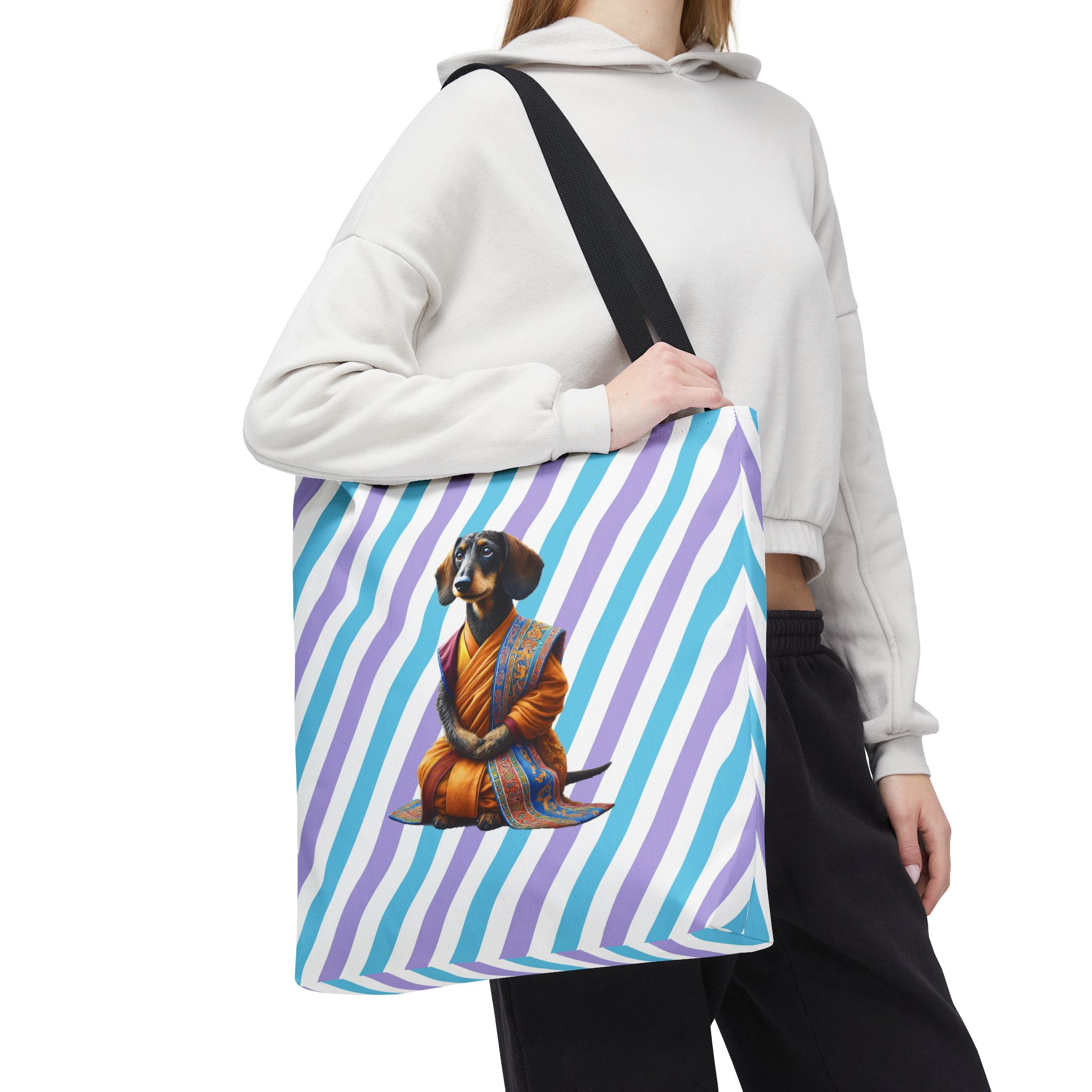 Meditation canvas tote bag Dog cute tote bag mindfulness design Dog funny gift colourful shoulder bag puppy purse - Image 6