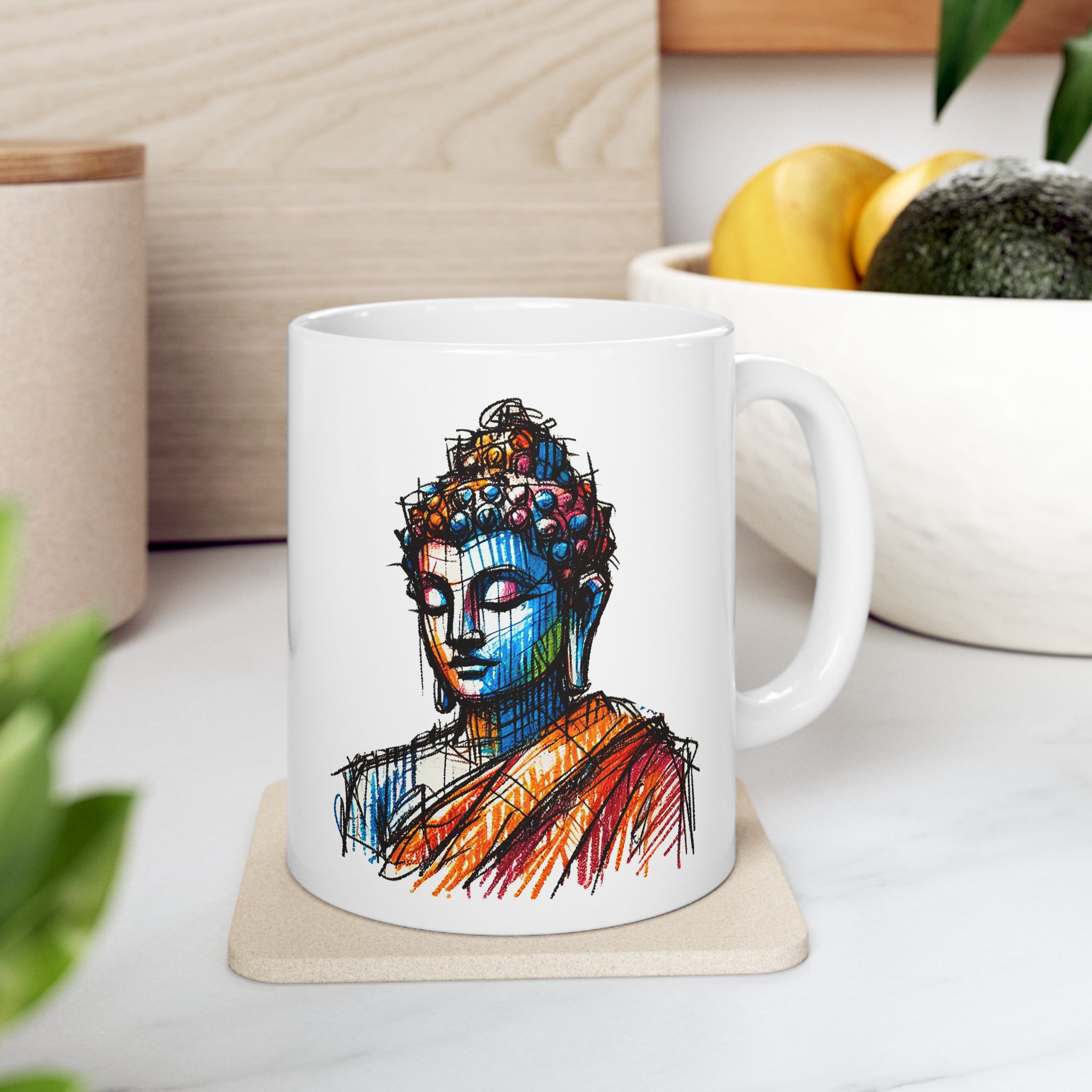 Buddha coffee Mug Yoga lover cool gift for her tea Cup buddhism meditation accessory get for her mindfulness design - Image 3