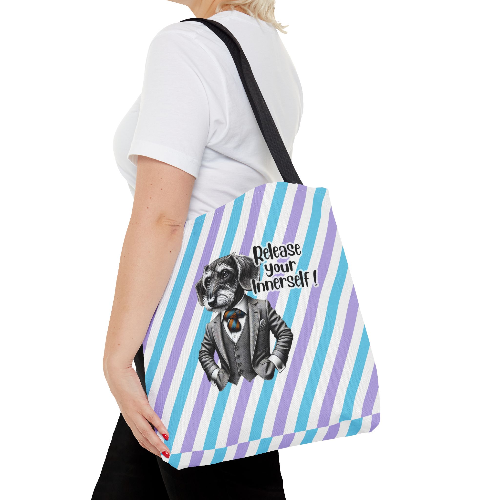 Canvas tote bag Funny tote bag Motivational vintage bag dog design cute tote bag for self confidence shoulder bag – Image 4