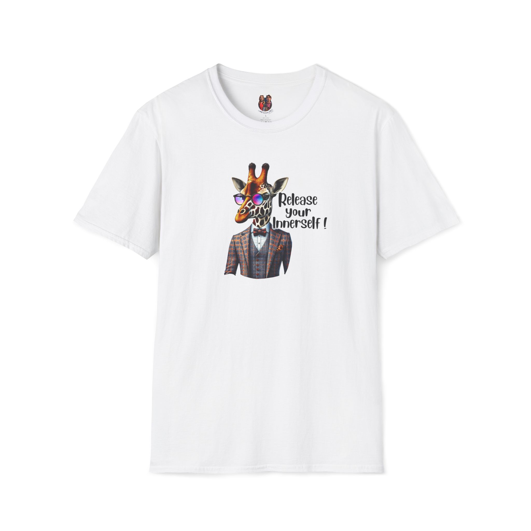 Cool Tshirt motivational graphic tee giraffe design cool retro clothing - Image 2