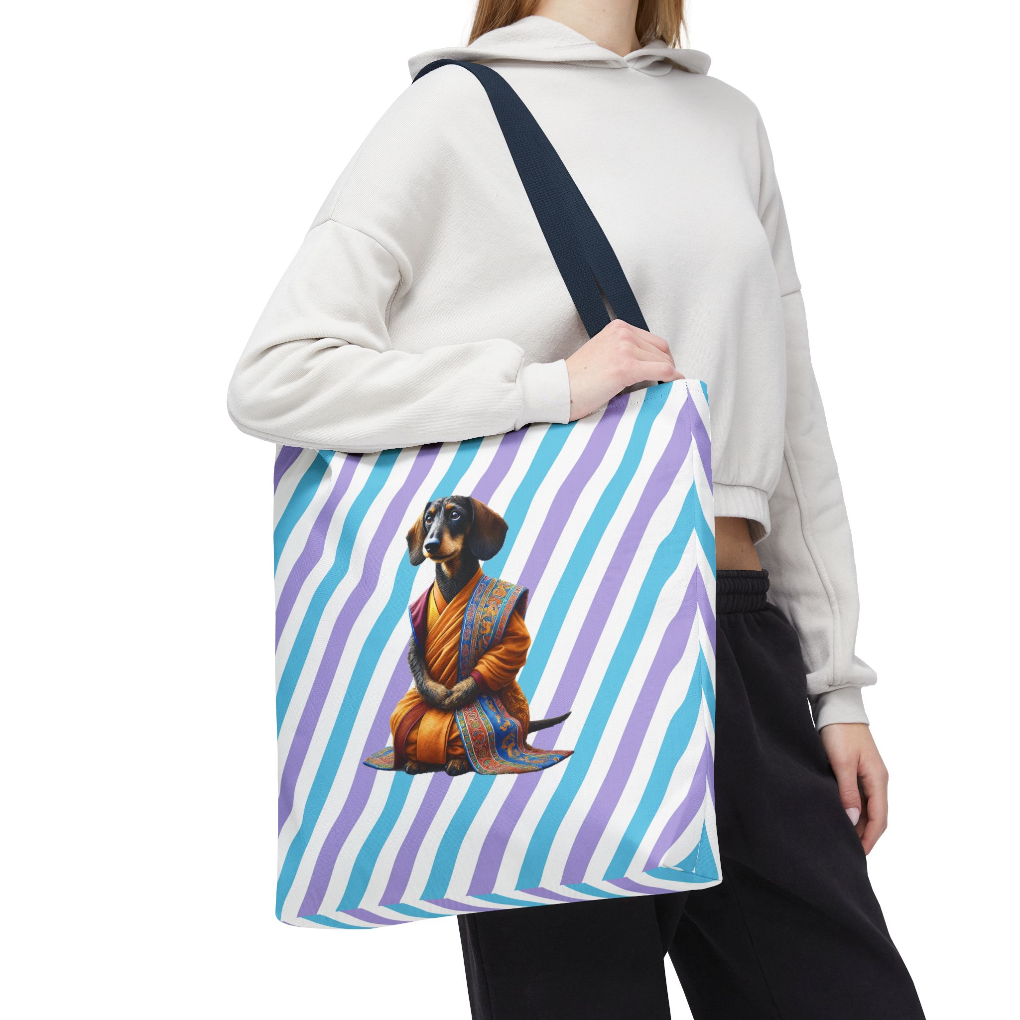 Meditation canvas tote bag Dog cute tote bag mindfulness design Dog funny gift colourful shoulder bag puppy purse - Image 30