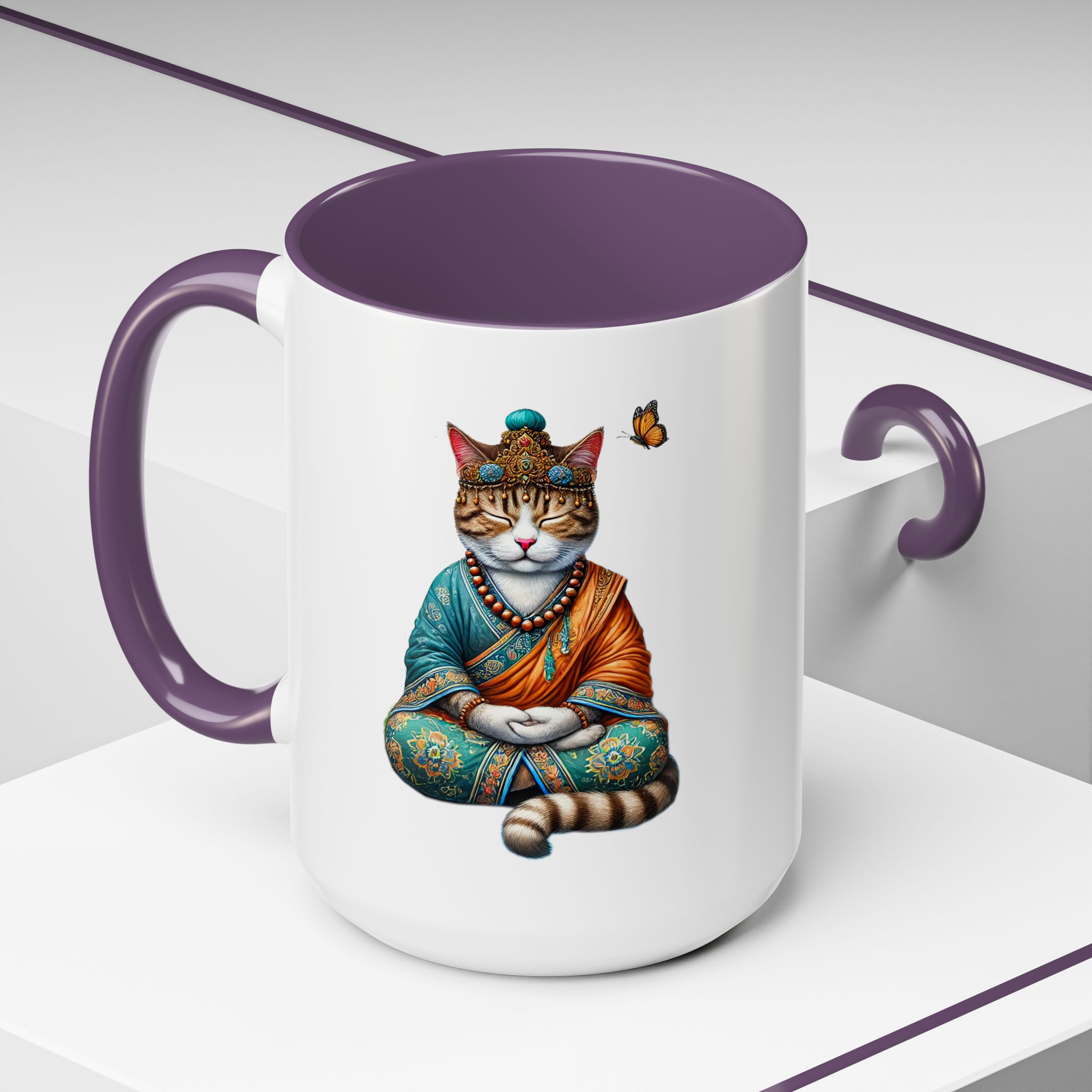 Coffee Mug meditation unique Mug cat lover tea cup yoga gift for her mindfulness accessory pet design – Image 60