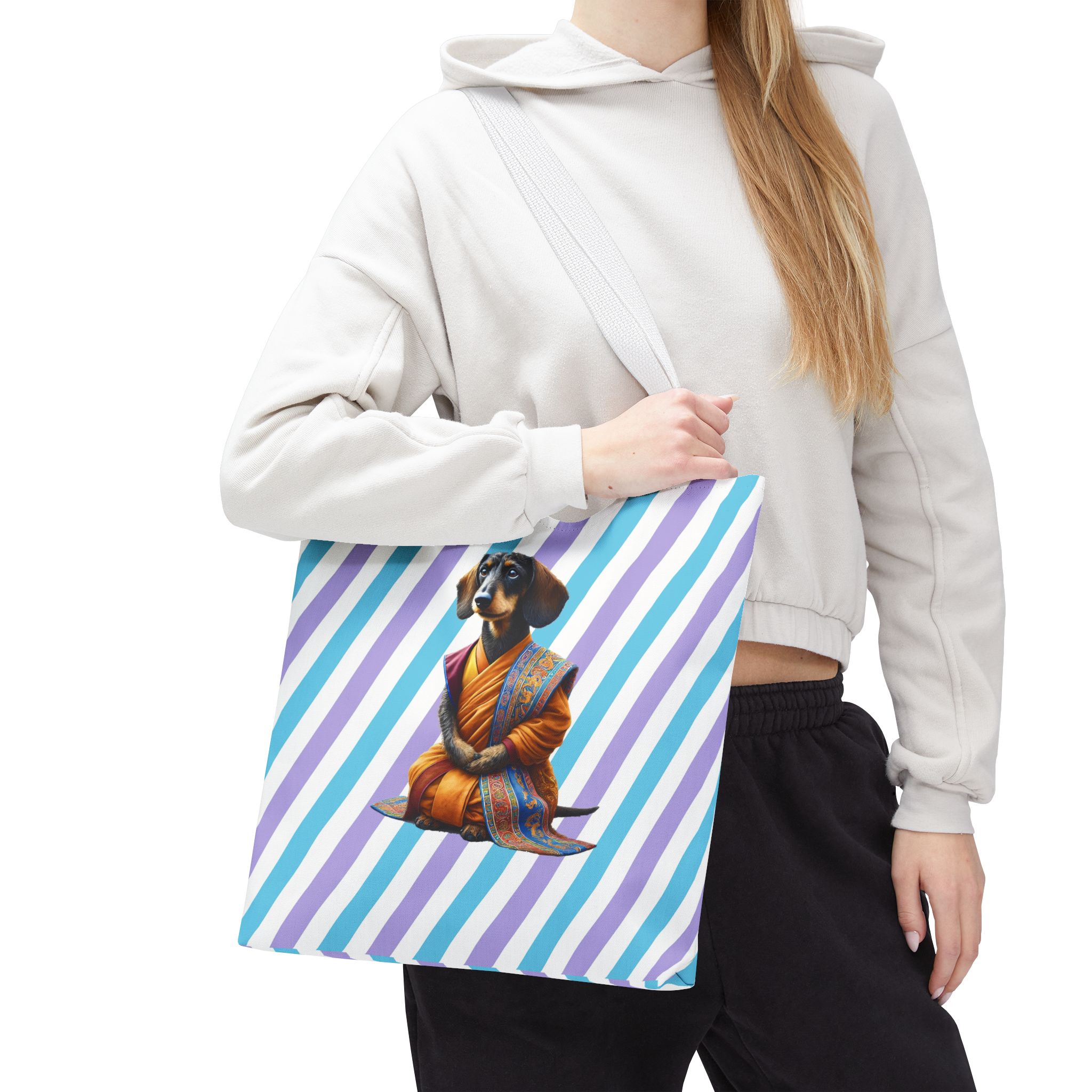 Meditation canvas tote bag Dog cute tote bag mindfulness design Dog funny gift colourful shoulder bag puppy purse - Image 16