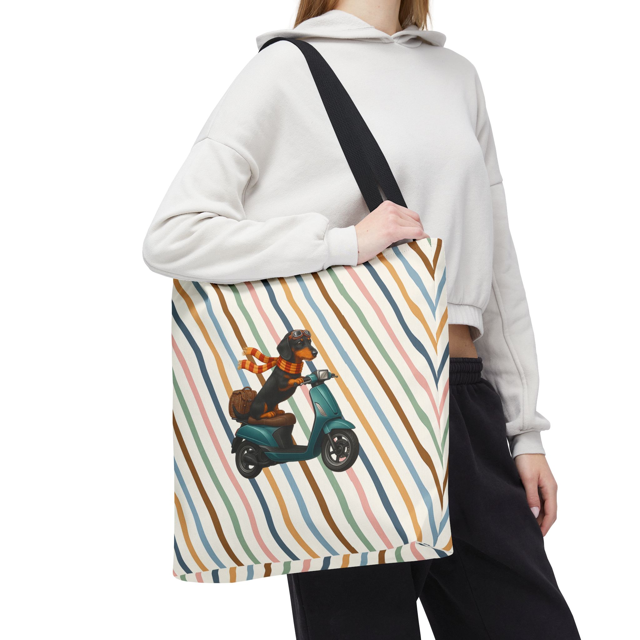 Dachshund canvas tote bag scooter funny shoulder bag dog cute tote bag cool gift for her pet lover purse puppy print cool handbag - Image 6