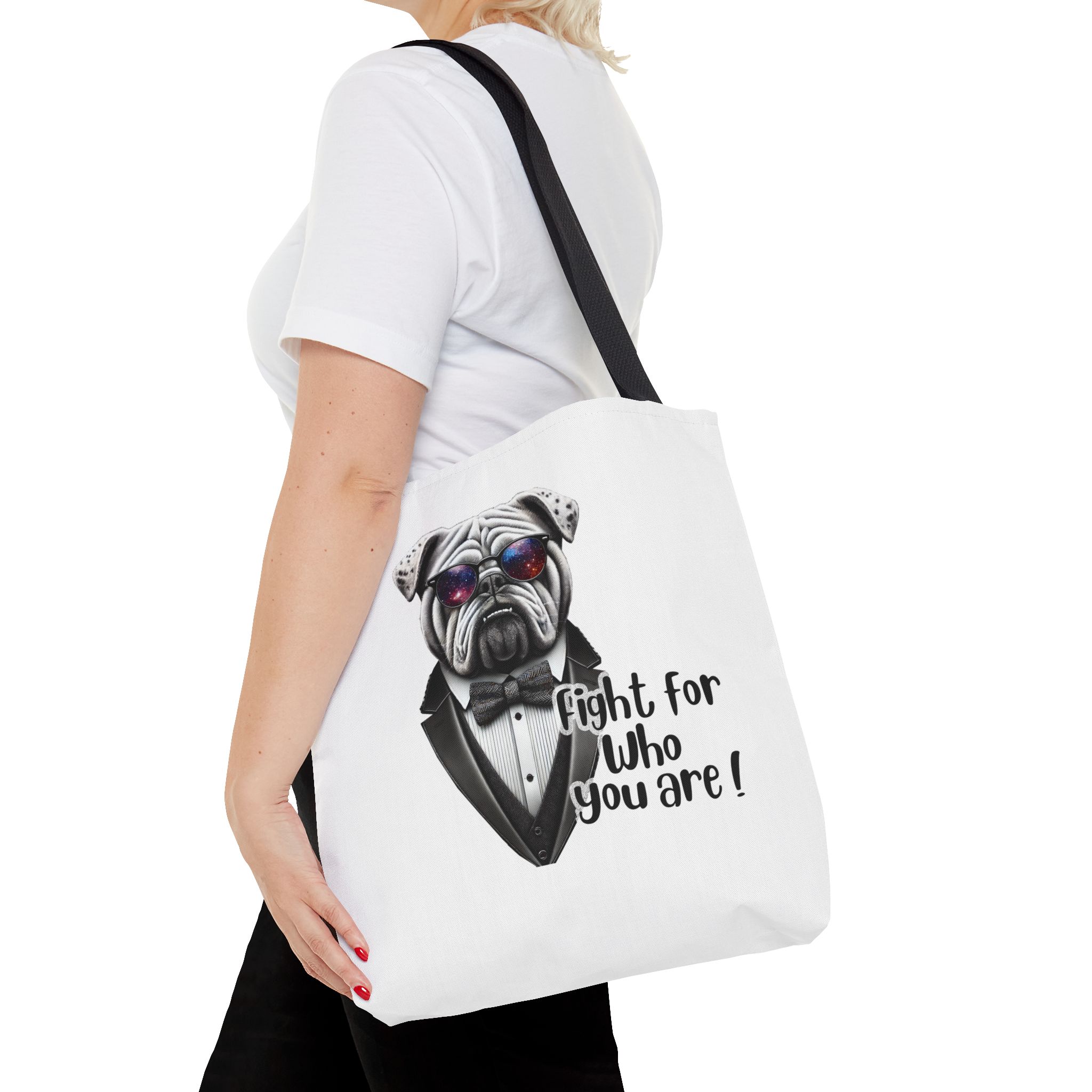 Canvas tote bag Vintage bag Motivational cute tote bag Bull dog design funny tote bag for self confidence shoulder bag – Image 4