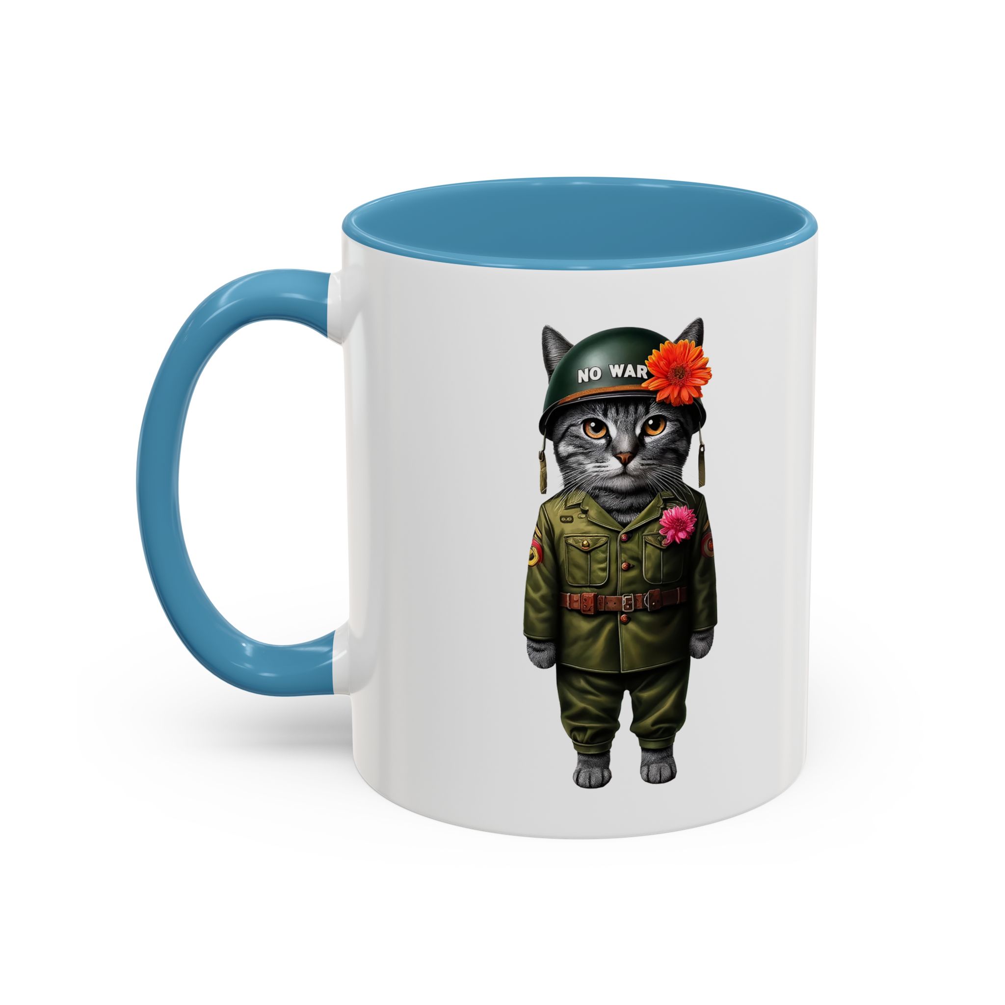 Coffee Mug Peace & Love funny cup tea cat lover office mug unique boho accessory pet gift for her kitten design - Image 34