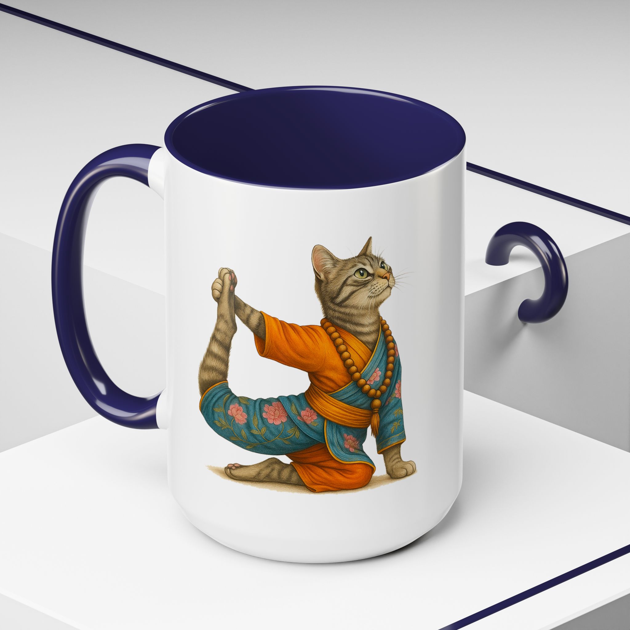 Tea mug Cat lover coffee cup cool gift for her office Mug yoga accessory kitten meditation pet mindfulness print - Image 24
