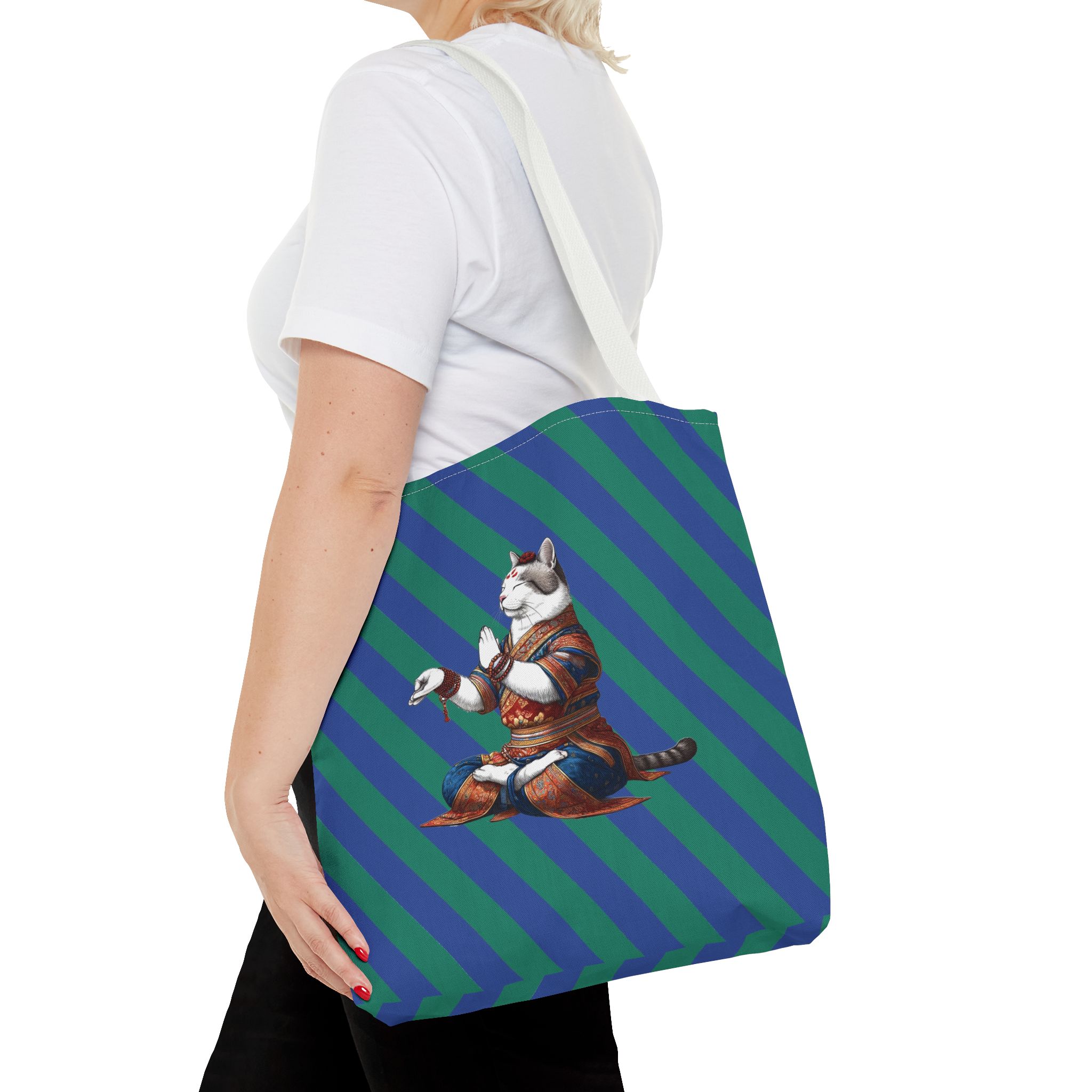 Cat Canvas tote bag yoga bag Kitten meditation vintage shoulder bag mindfulness funny handbag - Image 16