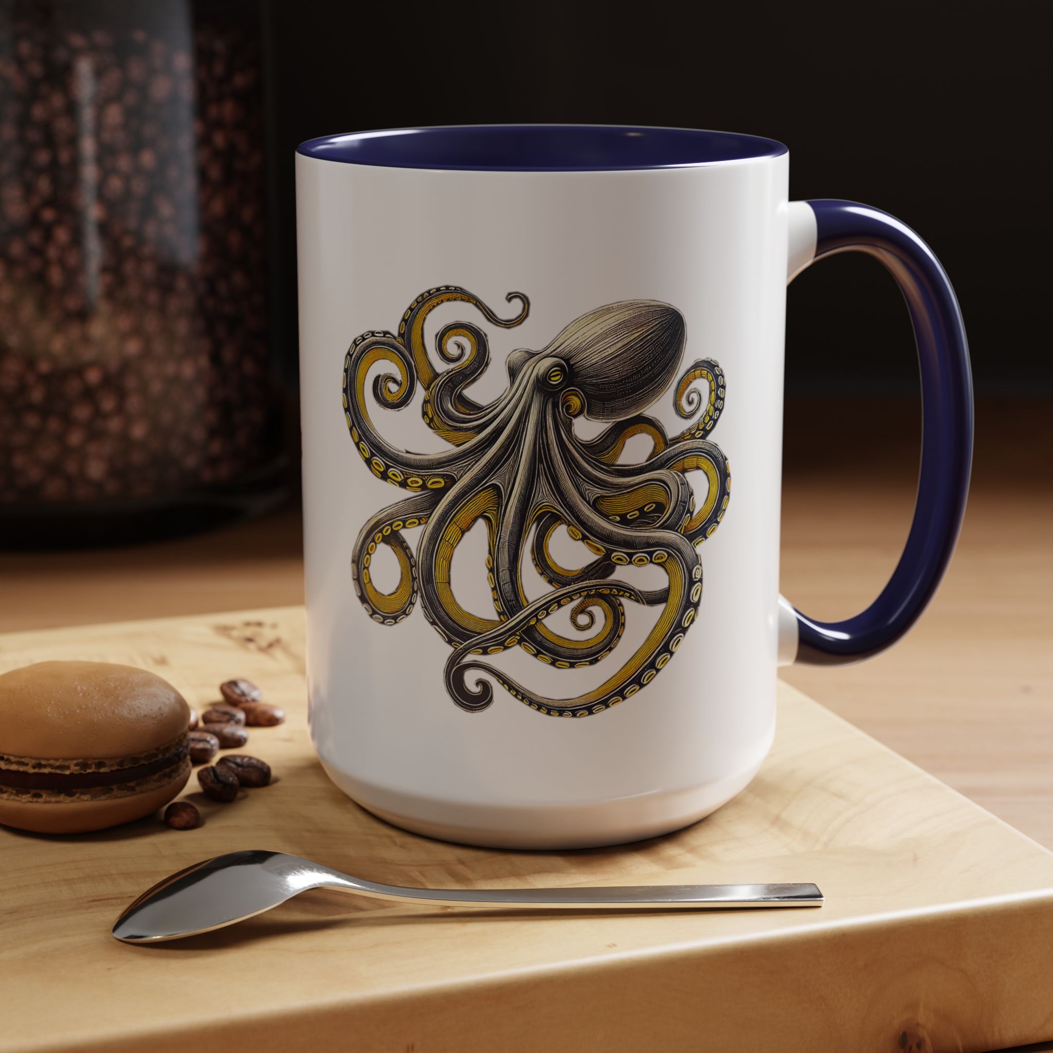 Coffee mug octopus calligraphy gift for her tea cup japan lover unique mug office accessory boho design – Image 23