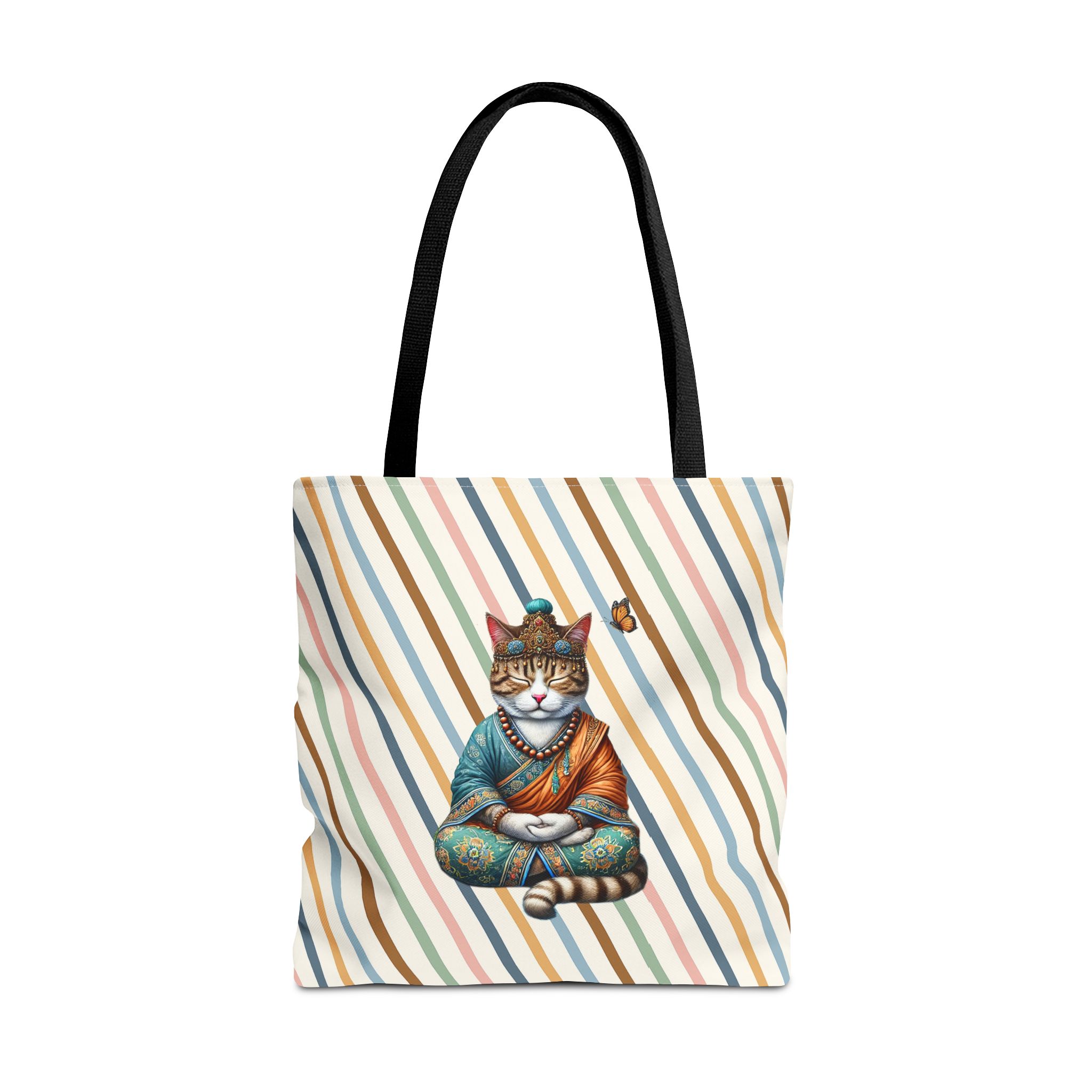 Canvas Tote bag Cat meditation handbag yoga bag vintage buddha mindfulness purse – Image 5