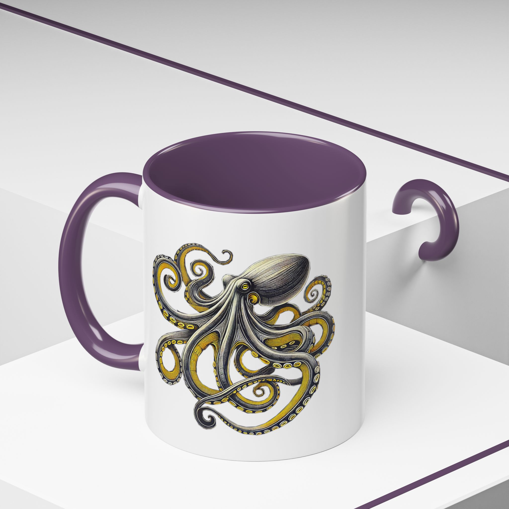 Coffee mug octopus calligraphy gift for her tea cup japan lover unique mug office accessory boho design – Image 48