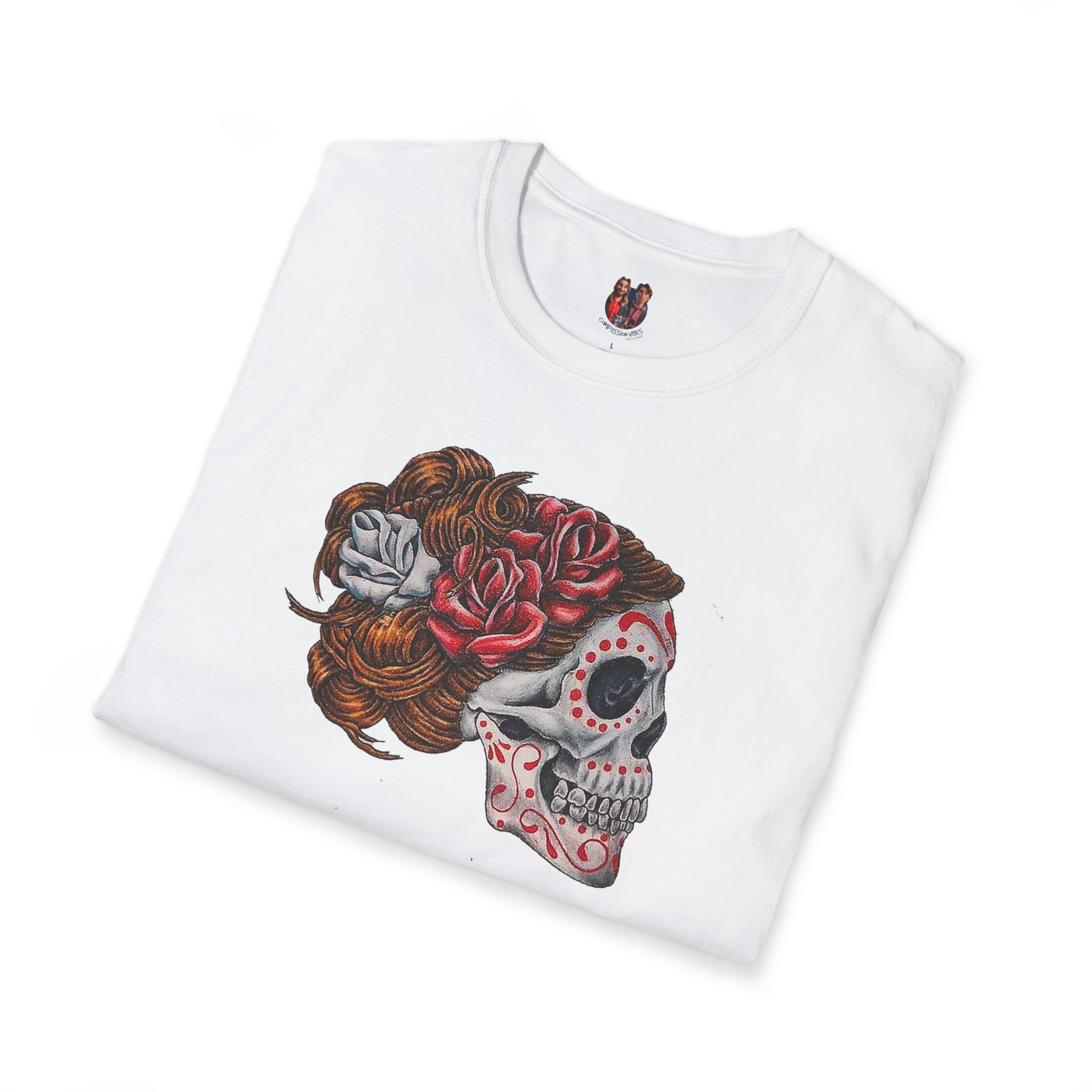 Surrealism Dia de los muertos tshirt unique Drawing by Celebrated Artist - Image 3