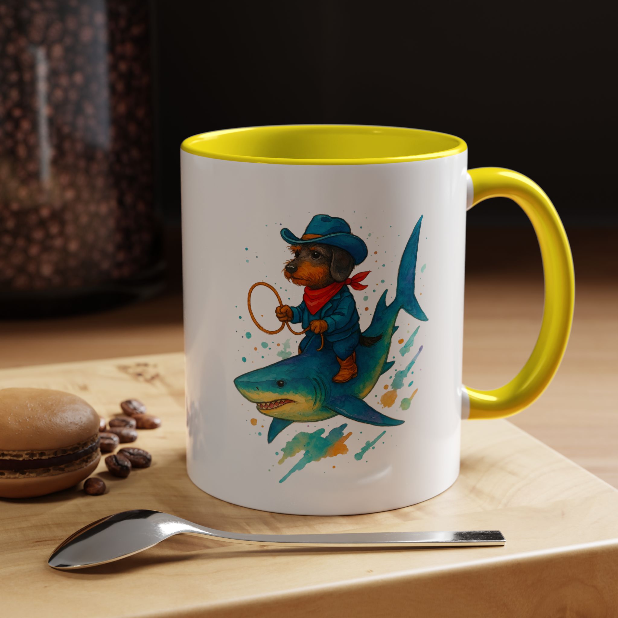 Funny Mug coffee lover Cowboy gift for him tea cup unique riding a shark mug office accessory shark design cowboy - Image 51
