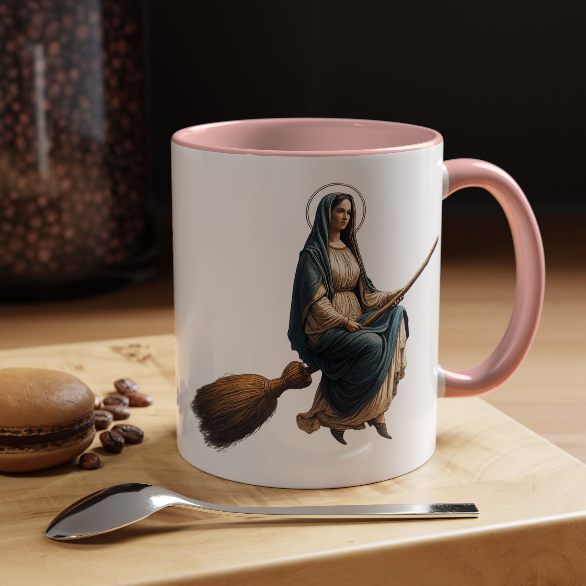 Funny Mug coffee lover gift for her Virgin Mary witch broom Sarcastic mug office accessory tea cup religious design unique - Image 15