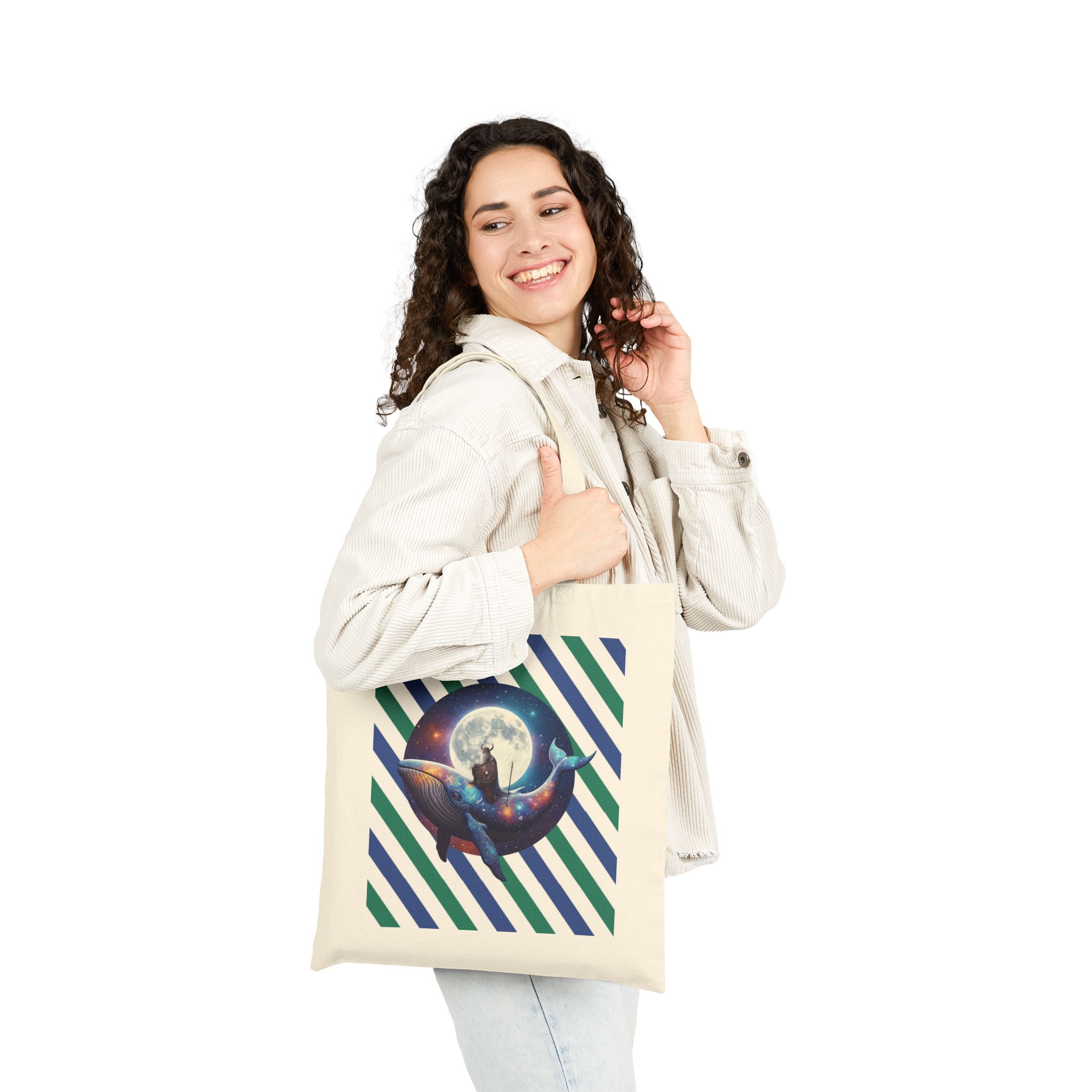 Viking tote bag whale vintage shoulder bag mythology canvas tote boho gift fun historic purse retro - Image 3