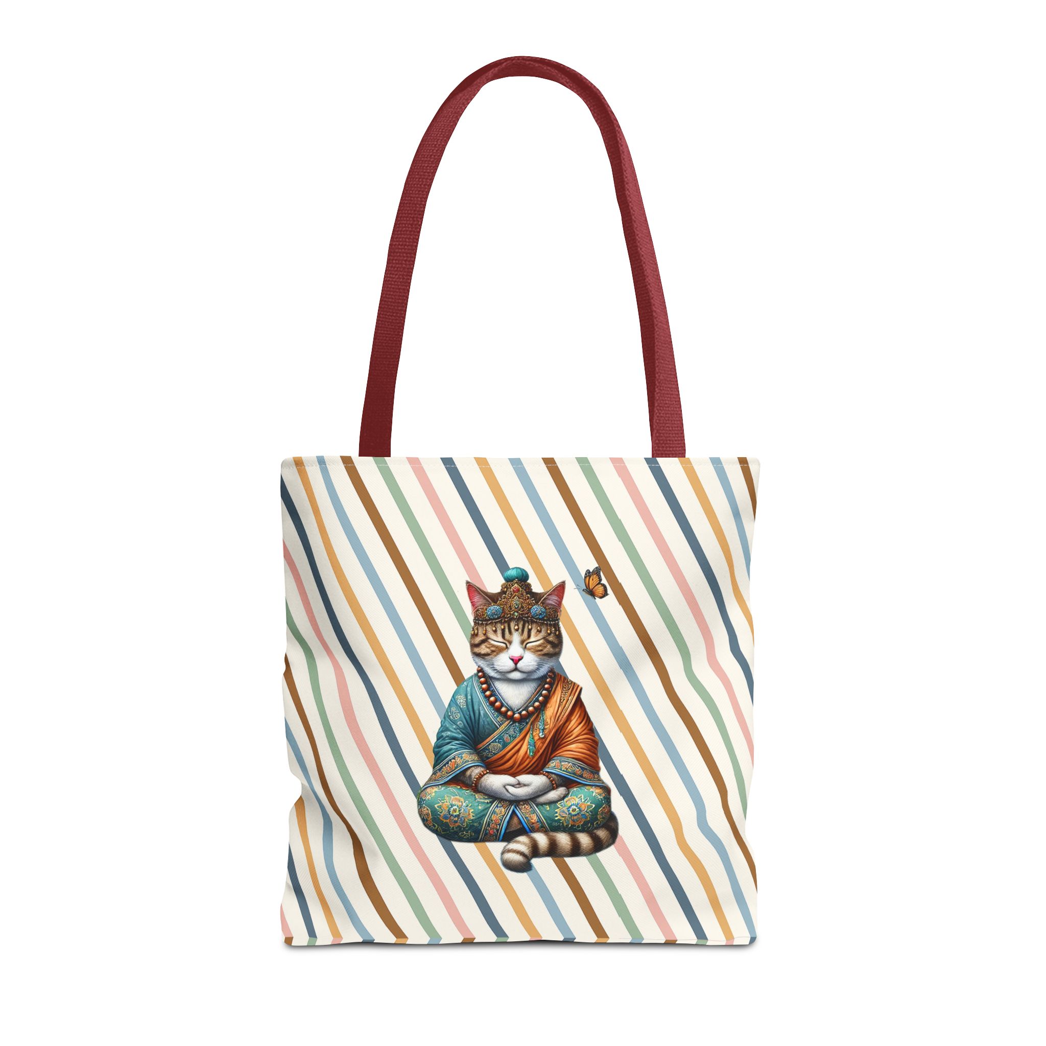 Canvas Tote bag Cat meditation handbag yoga bag vintage buddha mindfulness purse – Image 9