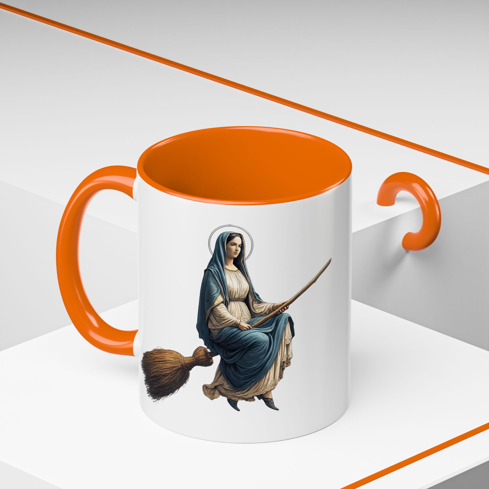 Funny Mug coffee lover gift for her Virgin Mary witch broom Sarcastic mug office accessory tea cup religious design unique - Image 44