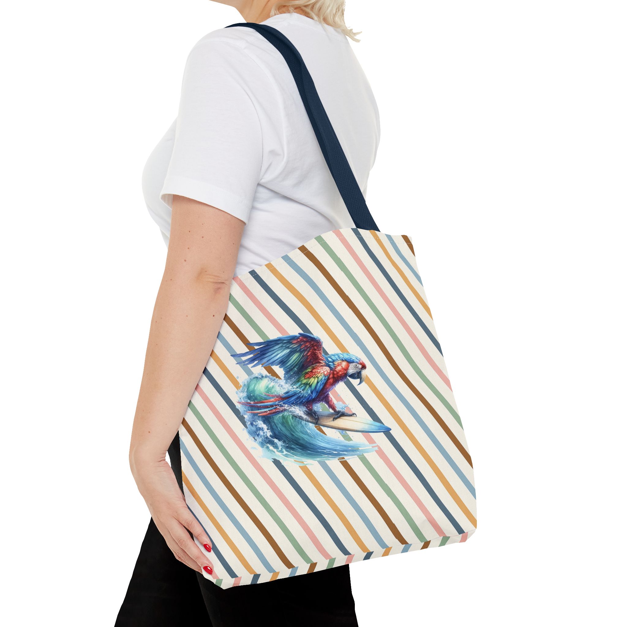 Parrot funny tote bag surf cute tote bag boho Bird surfer canvas tote bag gift for her free spirit shoulder bag cool handbag – Image 28