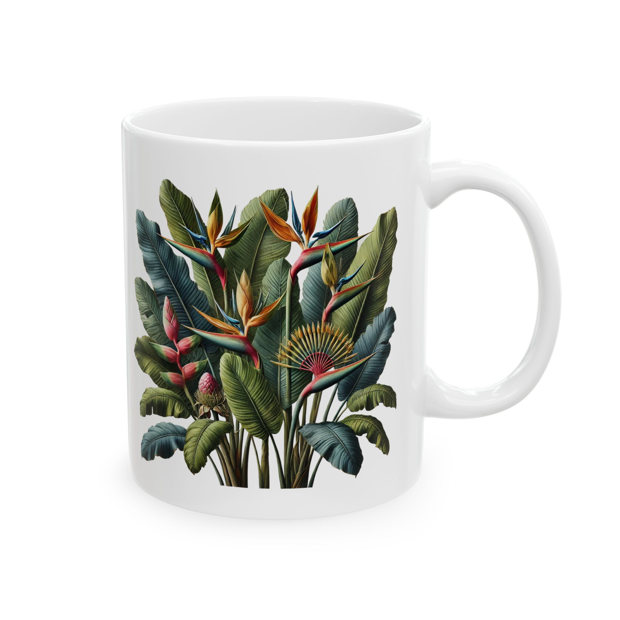 Botanical mug coffee lover gift for her cute tea cup boho accessory office mug nature tropical plant design stylish print