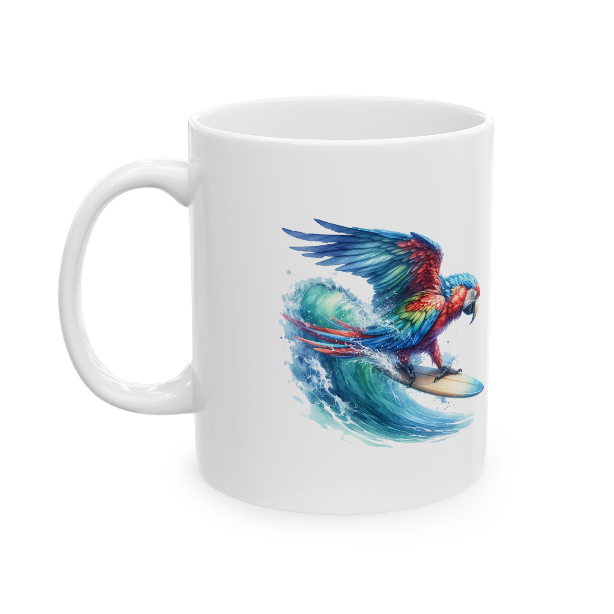 Coffee mug surf gift for her Parrot surf lover tea cup boho Mug office unique accessory nature design – Image 2