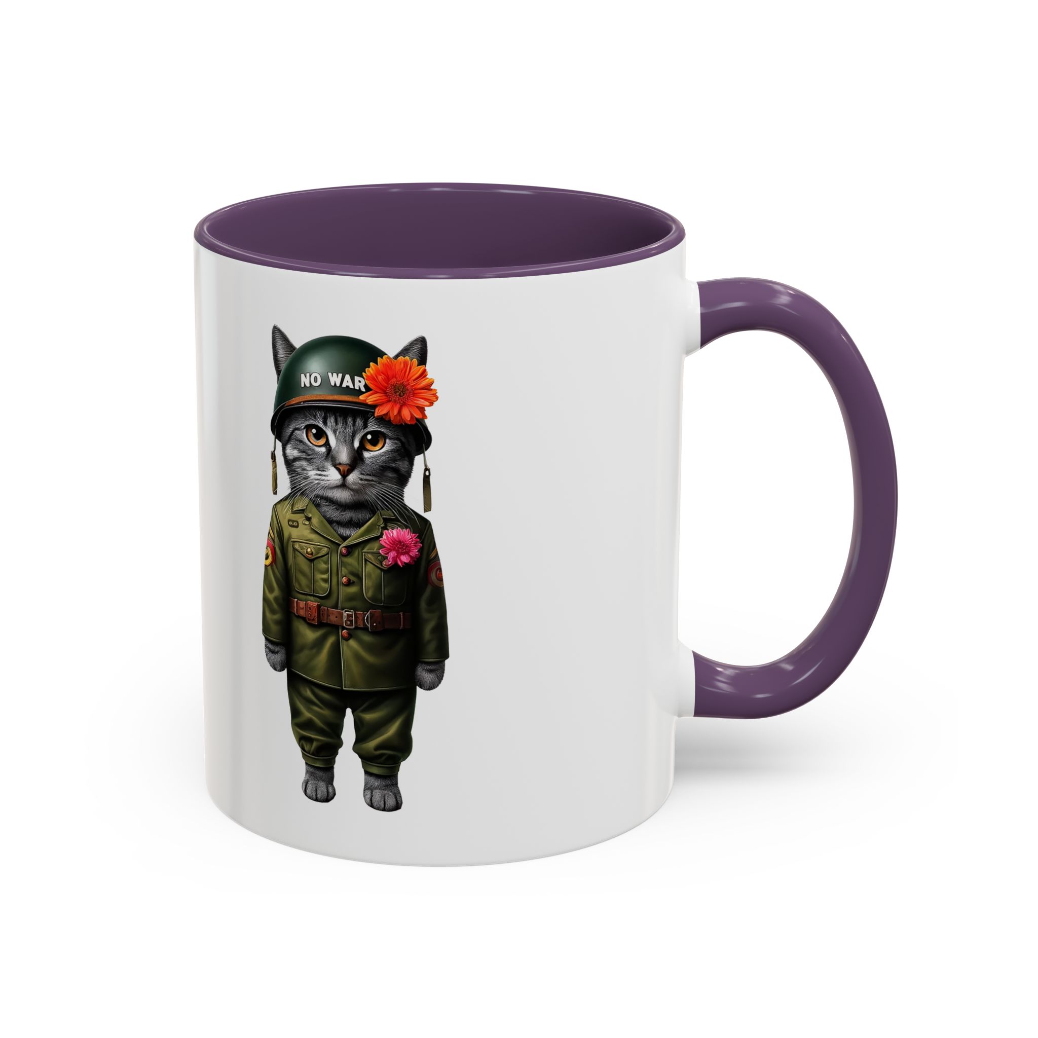 Coffee Mug Peace & Love funny cup tea cat lover office mug unique boho accessory pet gift for her kitten design - Image 45