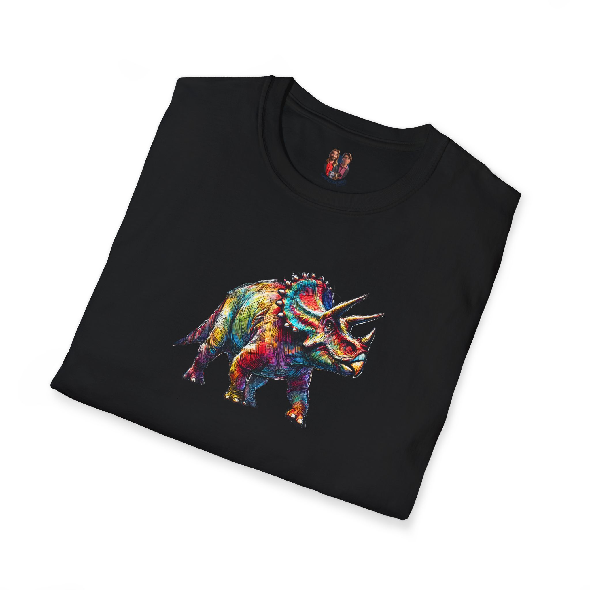 Triceratops Dinosaur tshirt - Prehistoric Graphic - Unique Dino Design Tee - Image 3