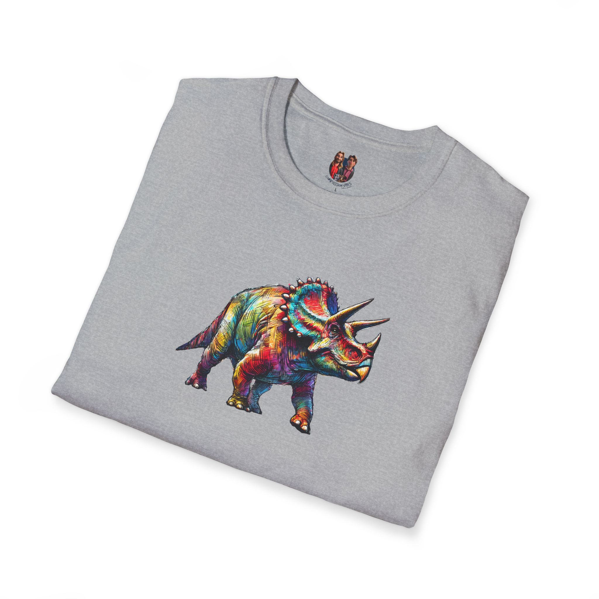 Triceratops Dinosaur tshirt - Prehistoric Graphic - Unique Dino Design Tee - Image 7