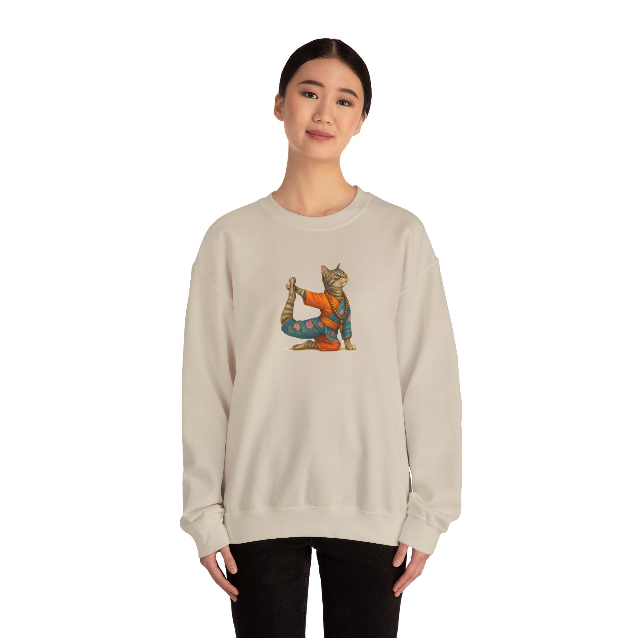 Cat Graphic sweater yoga pullover Kitten meditation vintage sweatshirt mindfulness clothing funny sweatshirt - Image 7