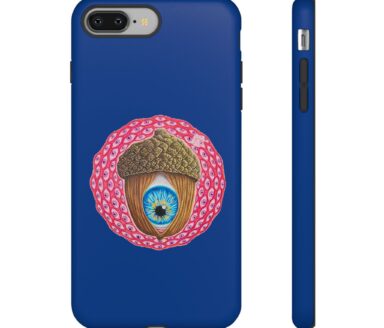 Blue Phone Case with Eye and Acorn Design