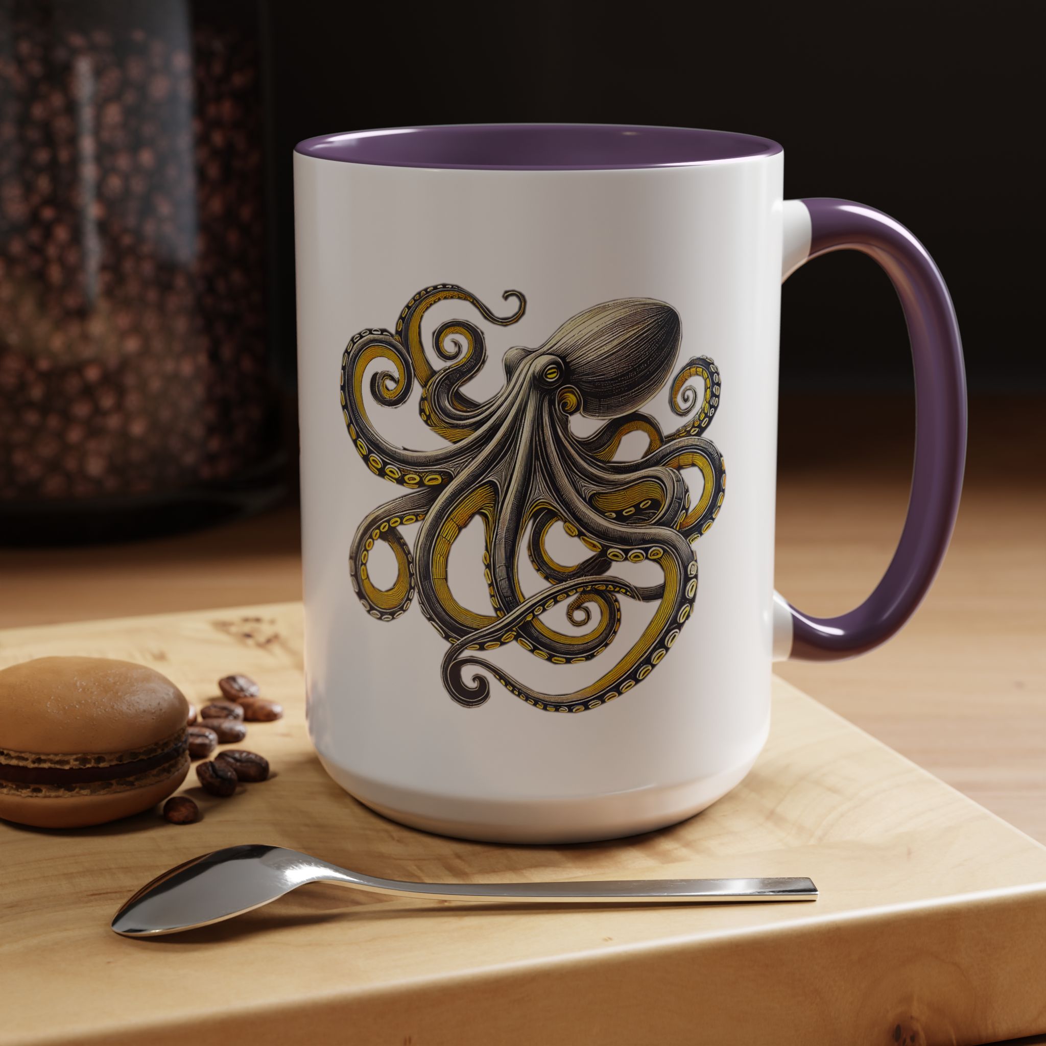 Coffee mug octopus calligraphy gift for her tea cup japan lover unique mug office accessory boho design – Image 59