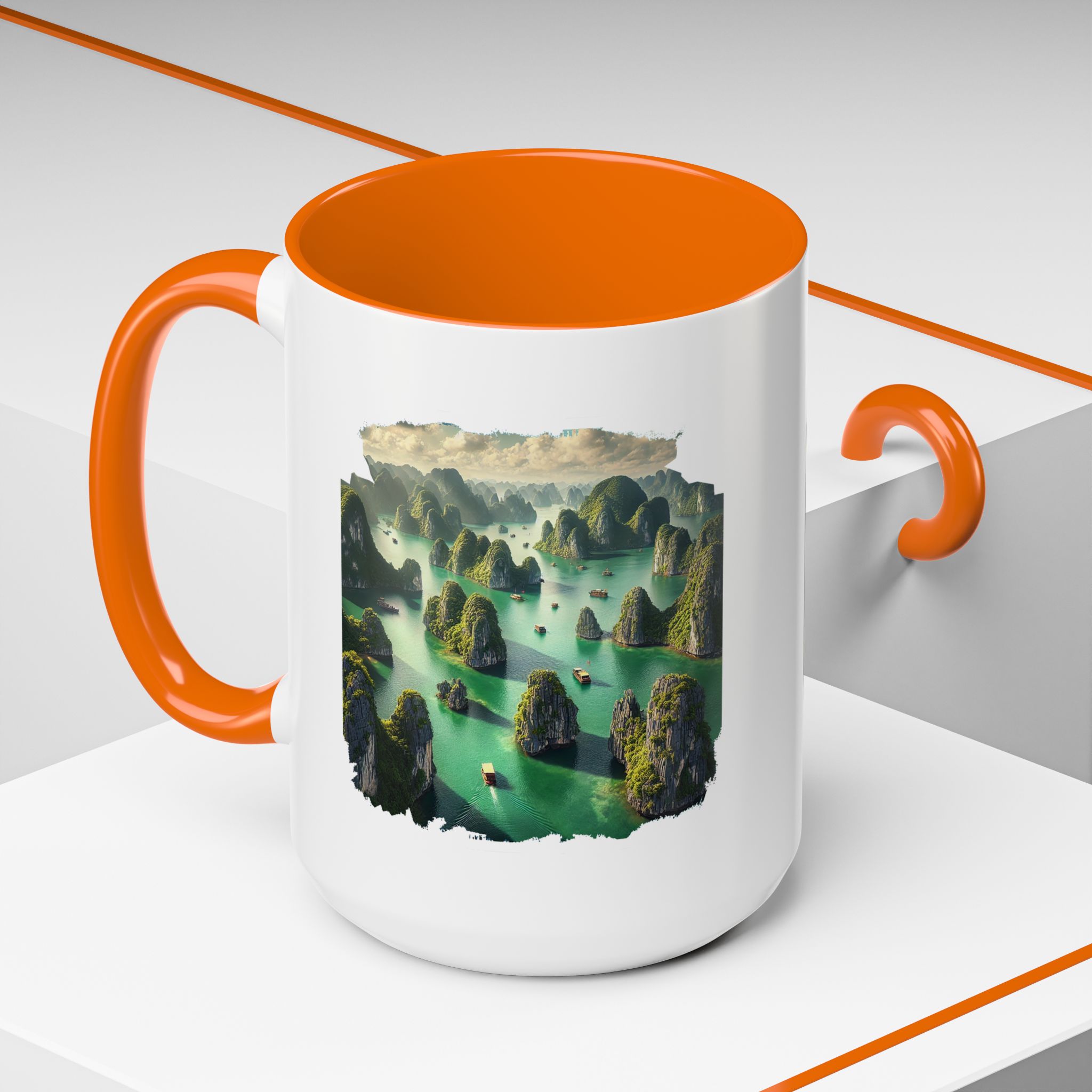 Boho mug landscape vietnam boho office mug ha long bay print nature cool gift coffee lover tea accessory unique cup – Image 56