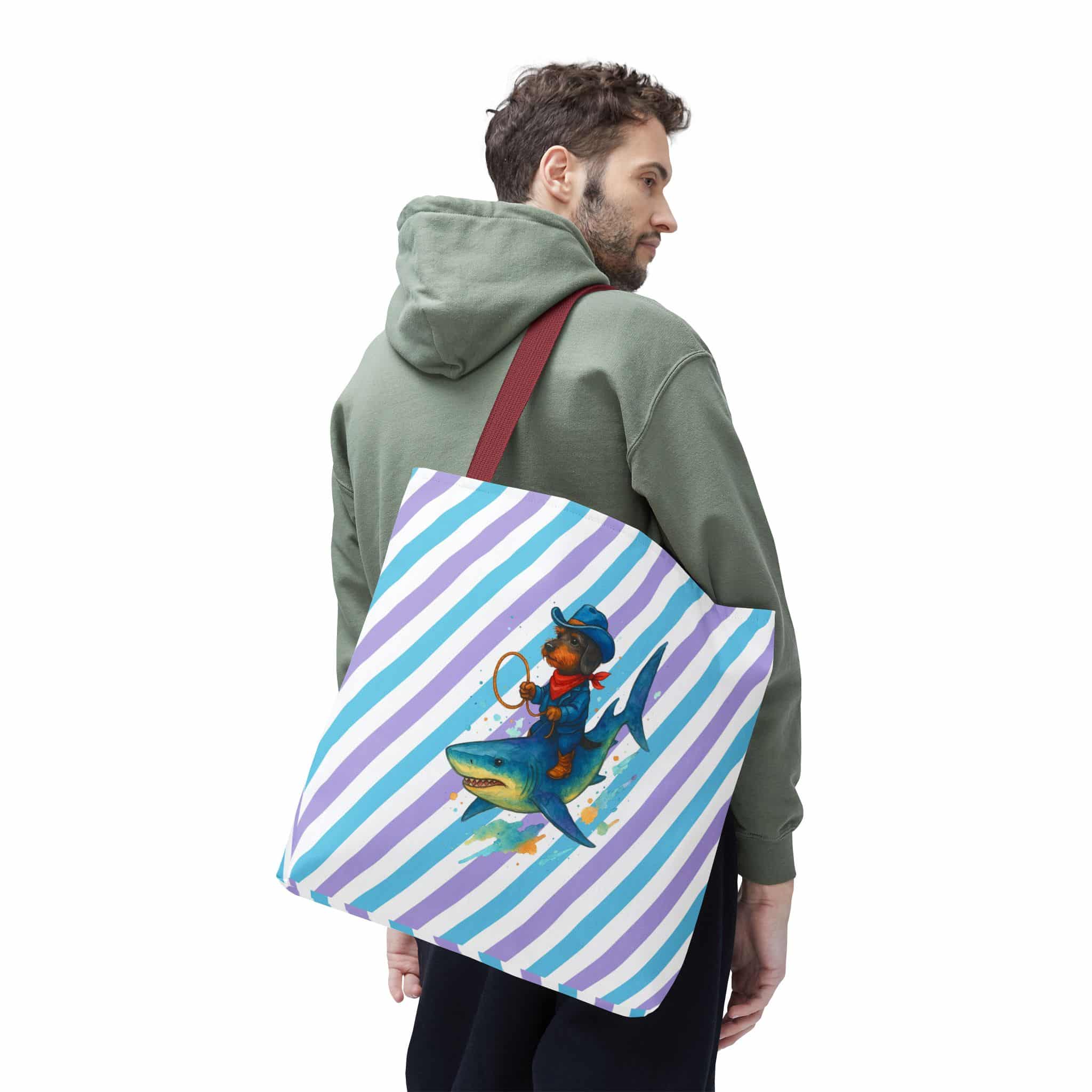 Cowboy purse – Shark Tote bag – Funny Dog tote bag cowboy print - Image 12