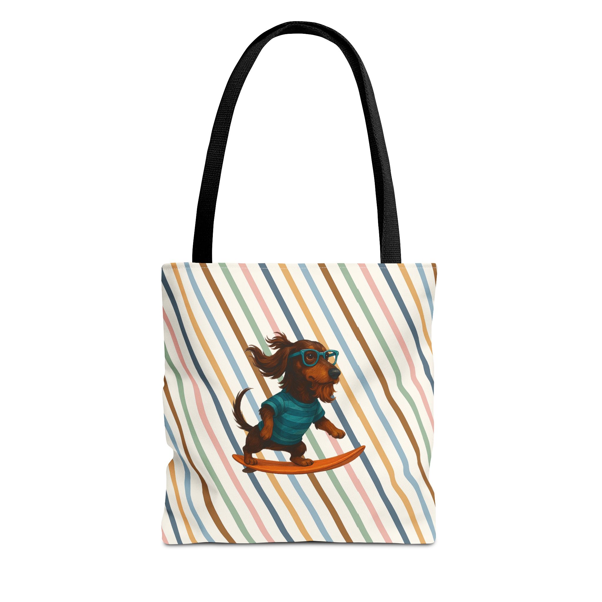 Cool canvas tote bag Dog Surfer tote bag dachshund lover gift shoulder bag surf handbag