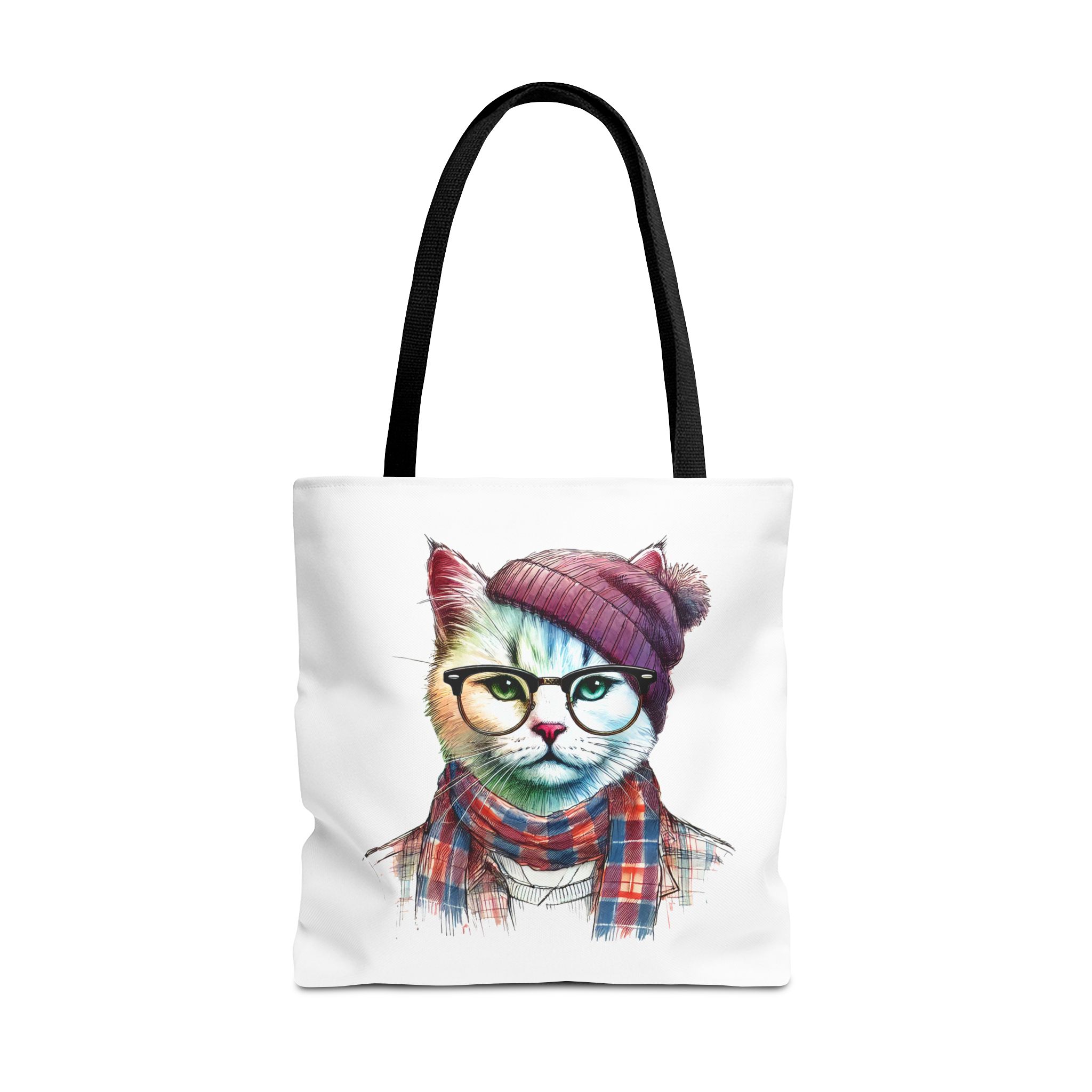 Cat hipster canvas tote bag pet lovers funny cute tote bag Hipster design handbag kitten design – Image 5